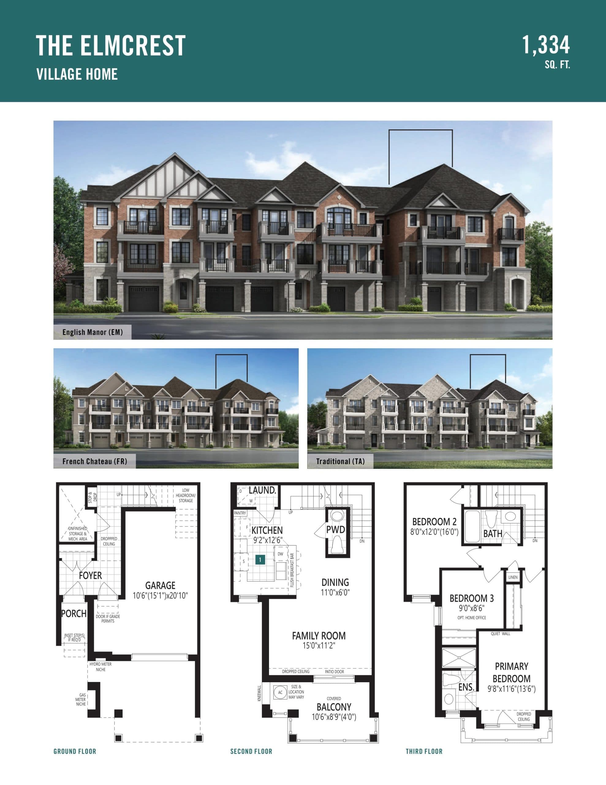 The Elmcrest Floor Plan at Hawthorne East Village - 1334 sq.ft