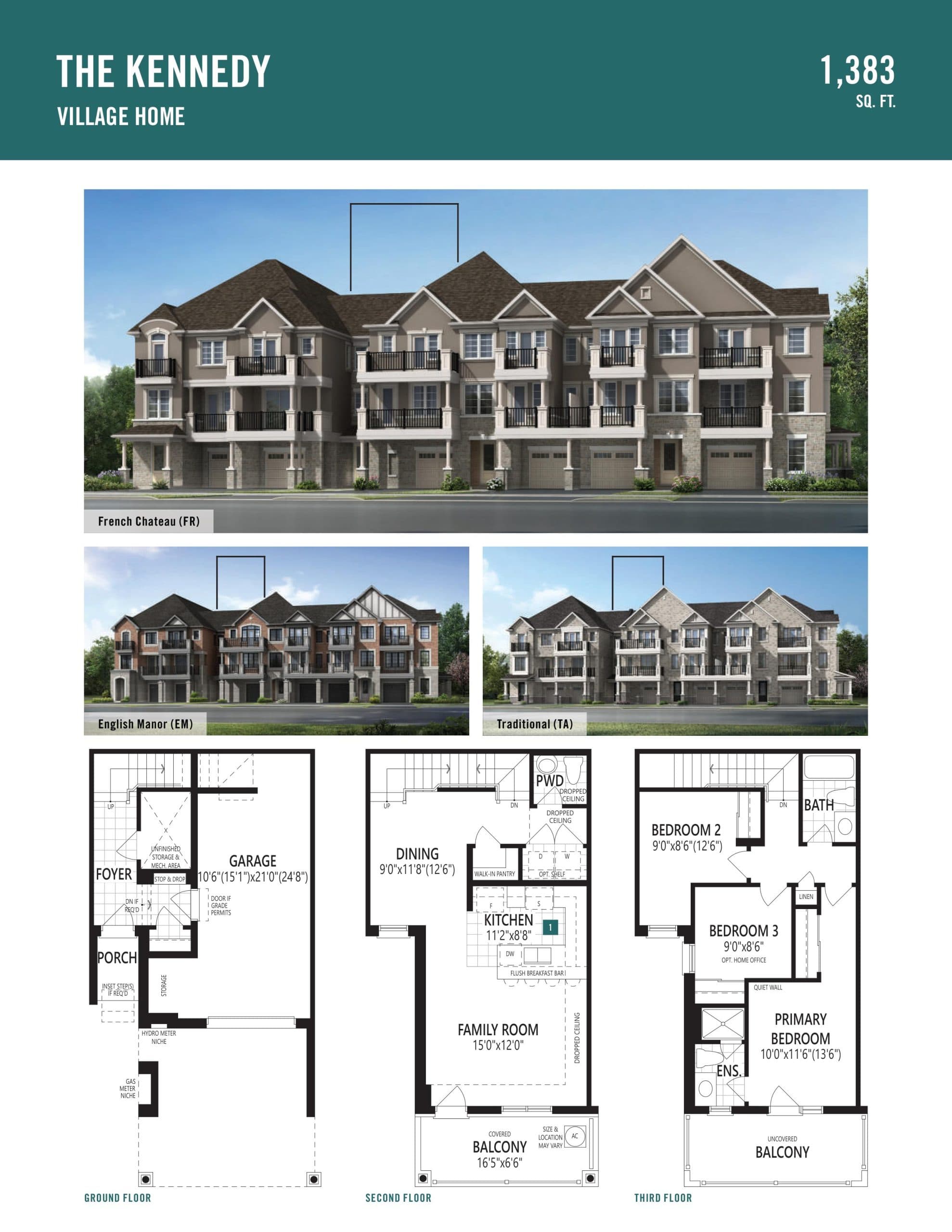 The Kennedy Floor Plan at Hawthorne East Village - 1383 sq.ft