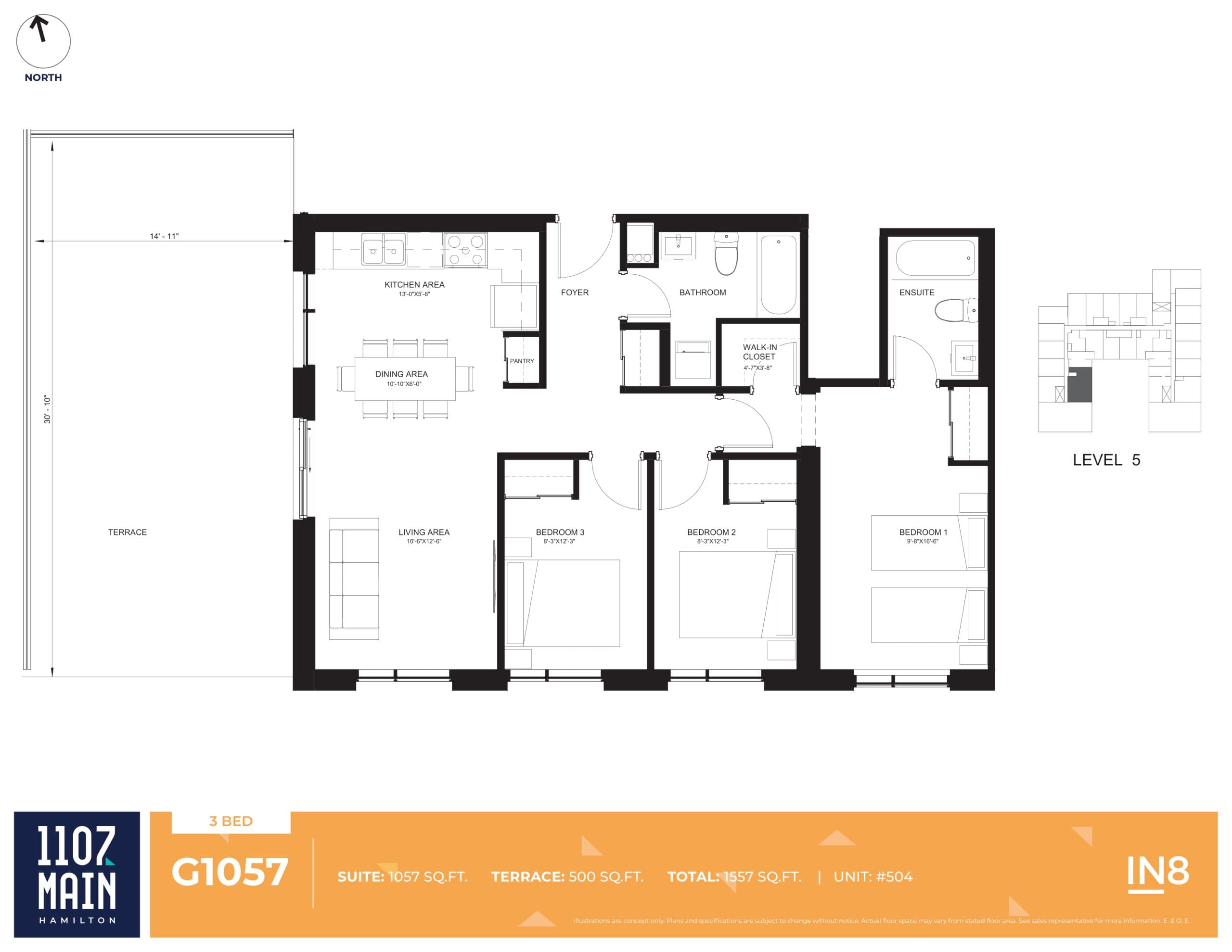 G1057 Floor Plan at 1107 Main Condos - 1057 sq.ft