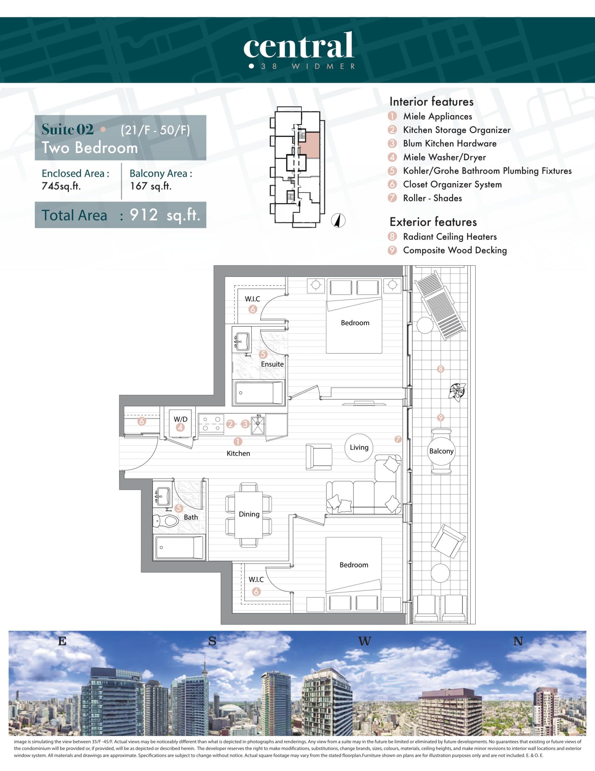 Suite 02 Floor Plan at Central Condos - 745 sq.ft