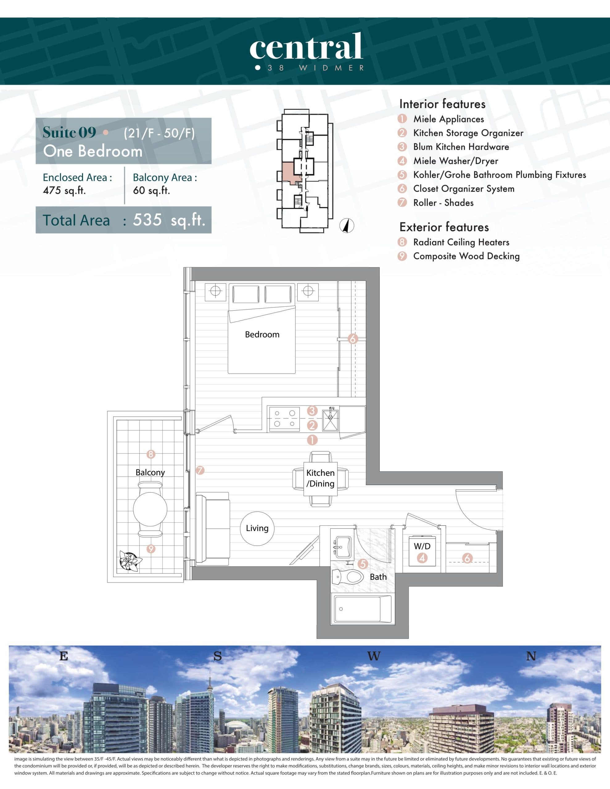 Suite 09 Floor Plan at Central Condos - 475 sq.ft