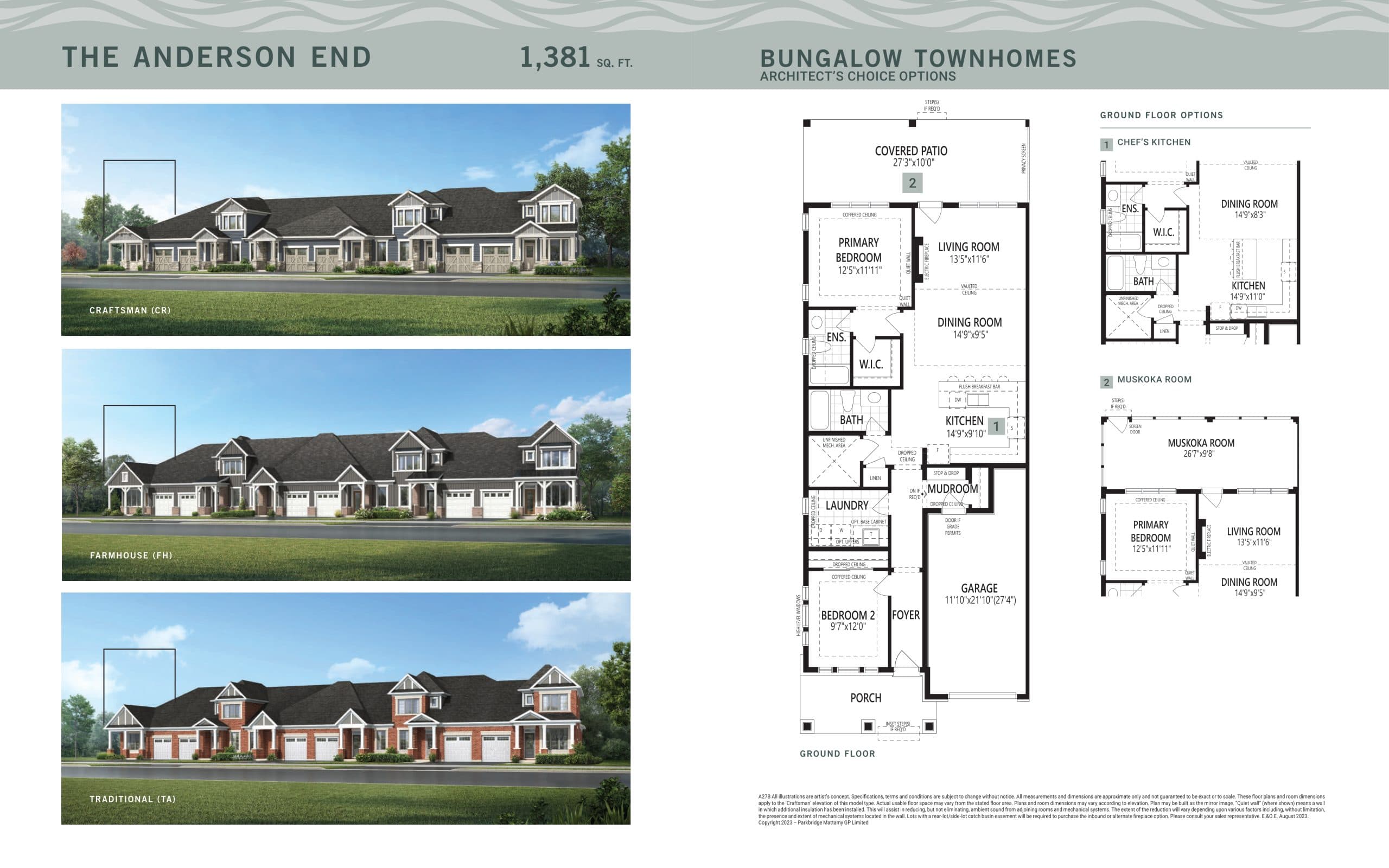 The Anderson End Floor Plan at Lakehaven by Parkbridge - 1286 sq.ft