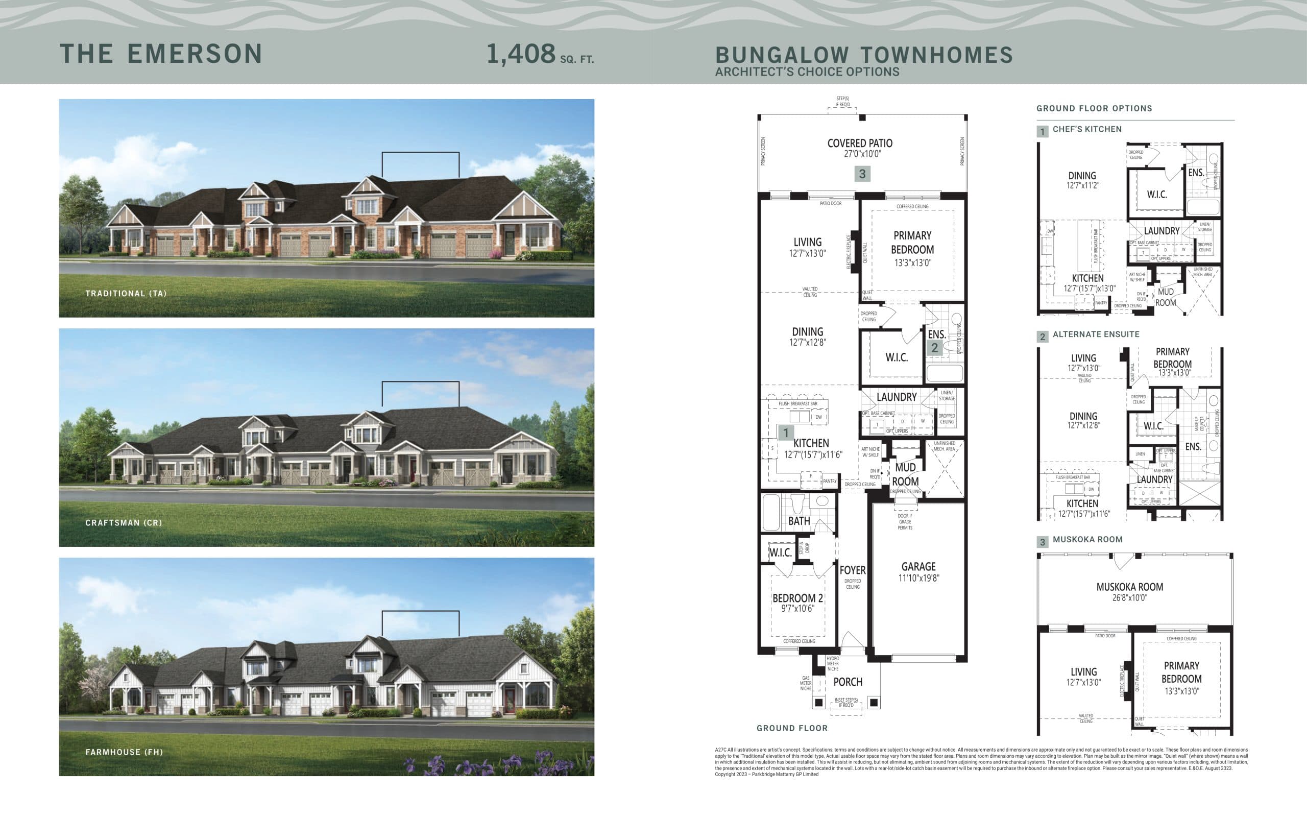 The Emerson Floor Plan at Lakehaven by Parkbridge - 1357 sq.ft