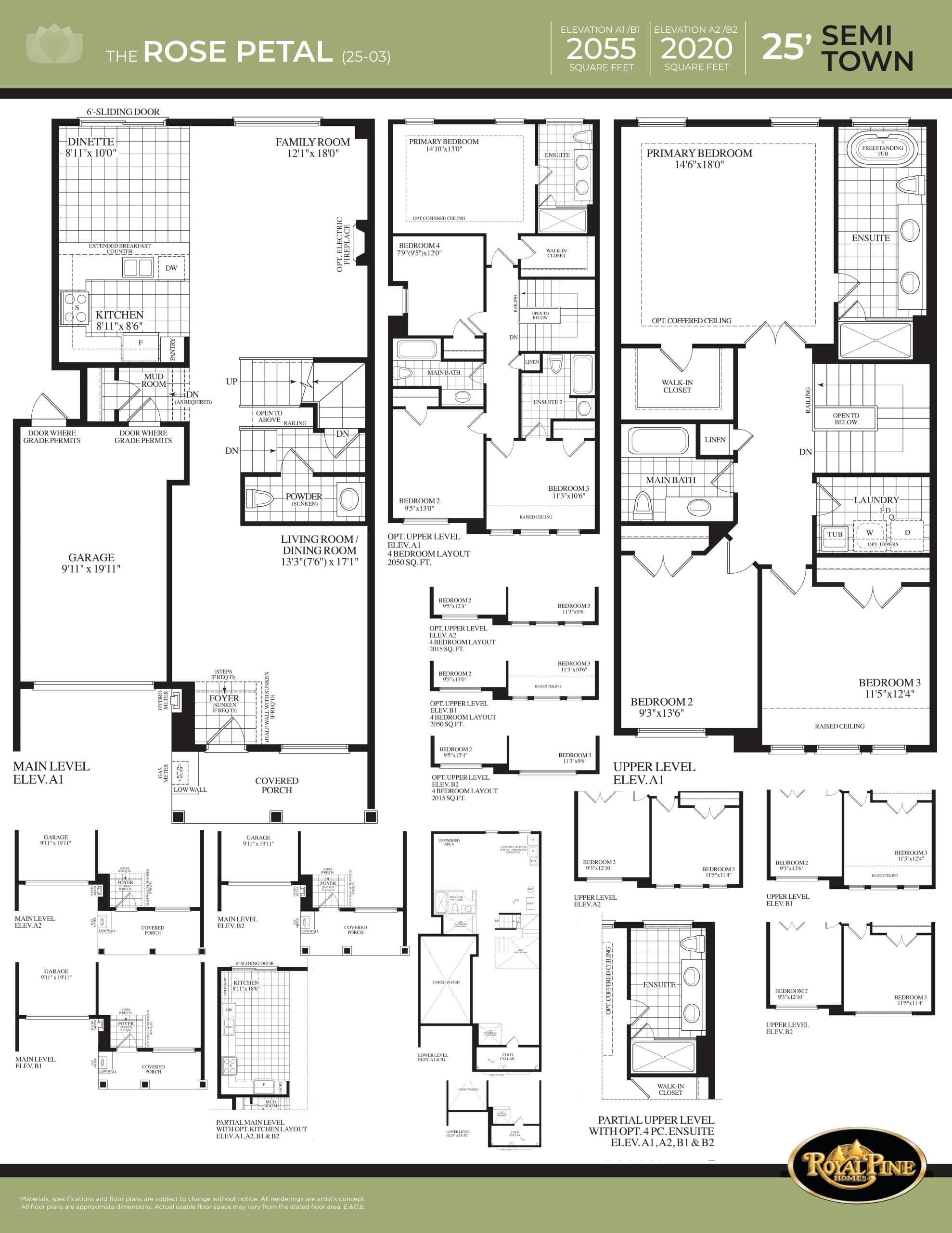 The Rose Petal Floor Plan at Mayfield Village by Royal Pine Homes - 2055 sq.ft
