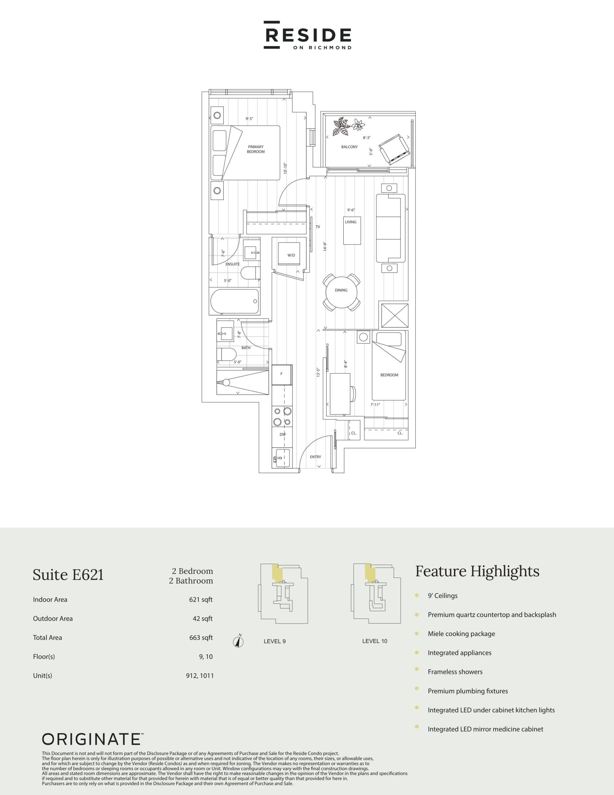 Suite E621 Floor Plan at Reside on Richmond Condos - 621 sq.ft