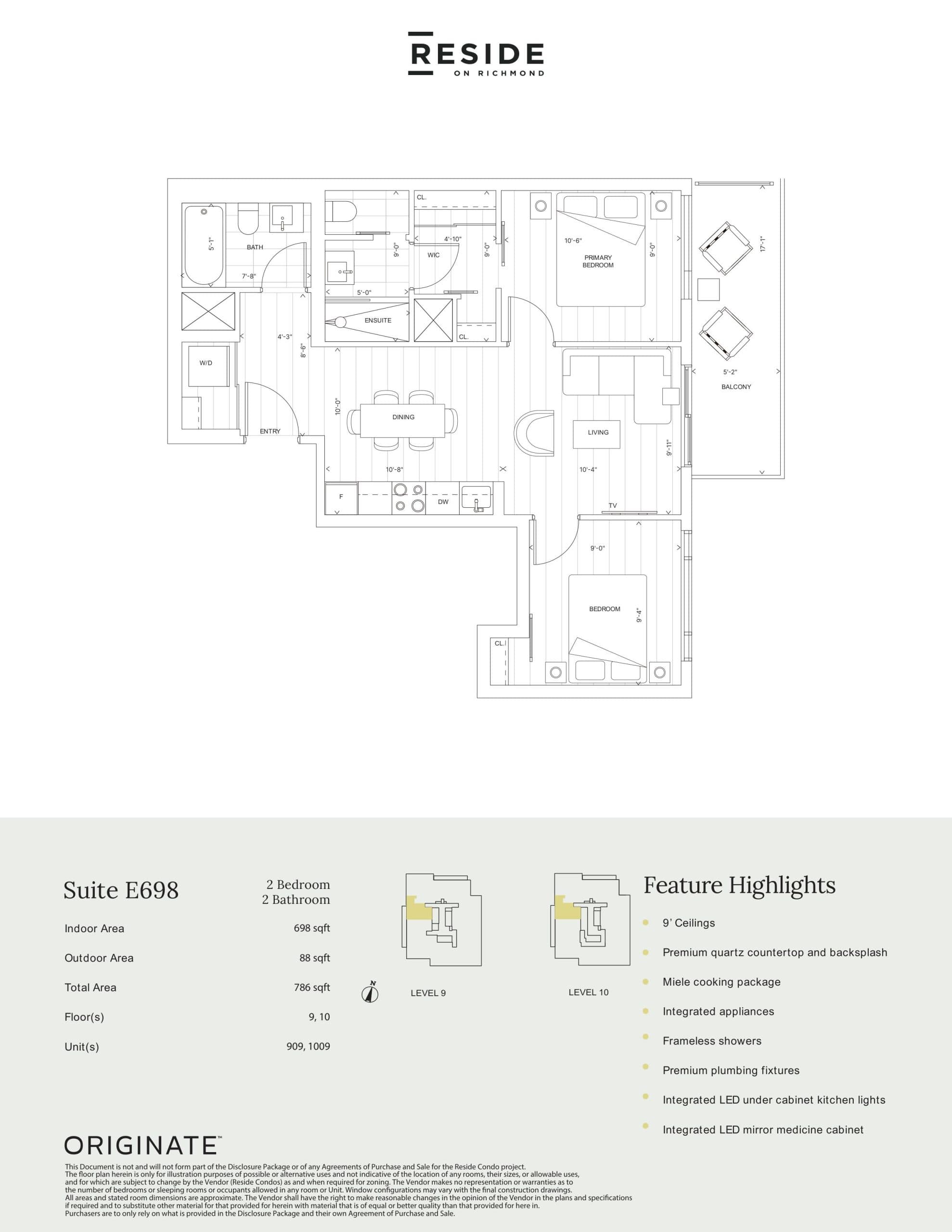 Suite E698 Floor Plan at Reside on Richmond Condos - 698 sq.ft