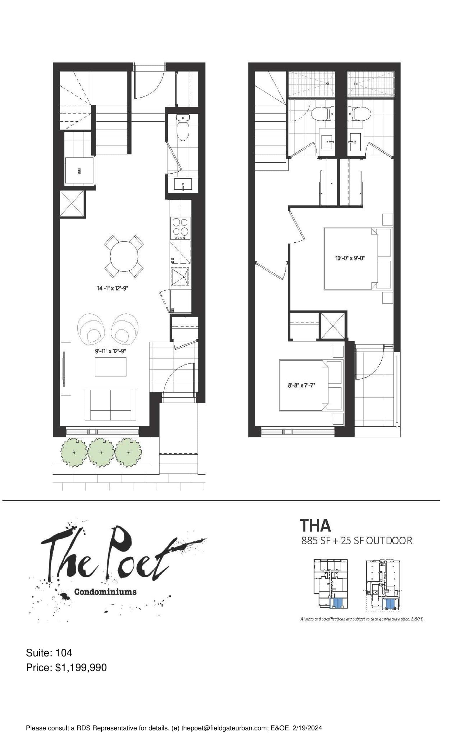 THA Floor Plan at The Poet Condos - 885 sq.ft