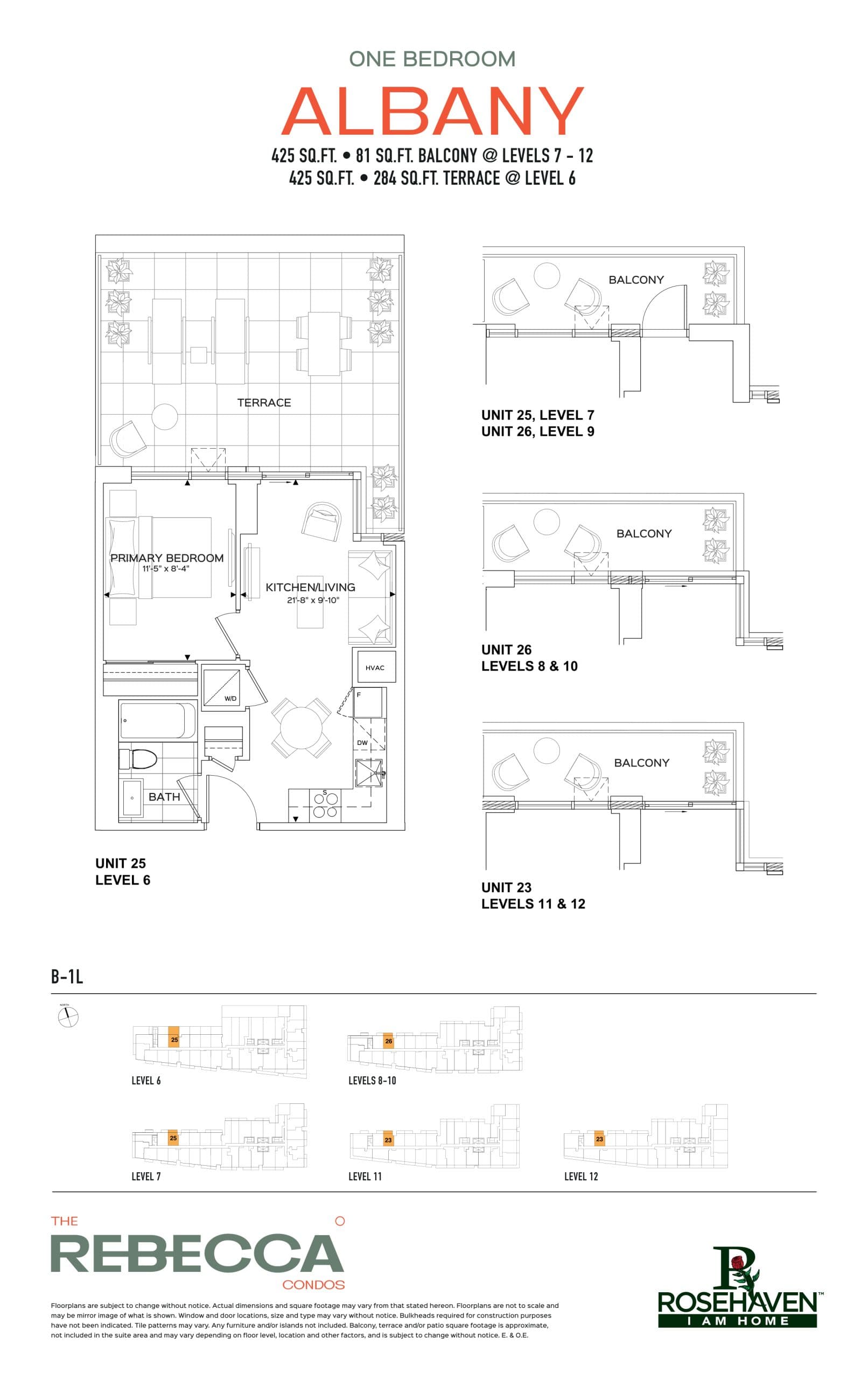 Albany Floor Plan at The Rebecca Condos - 425 sq.ft