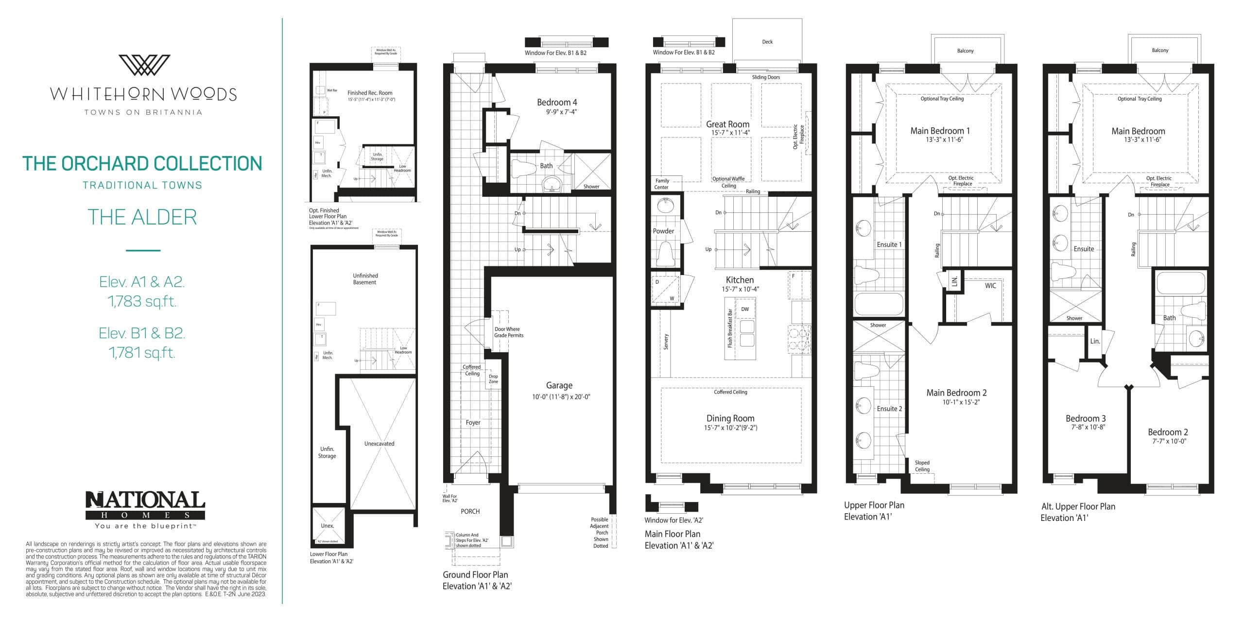 The Alder Floor Plan at Whitehorn Woods Towns - 1783 sq.ft