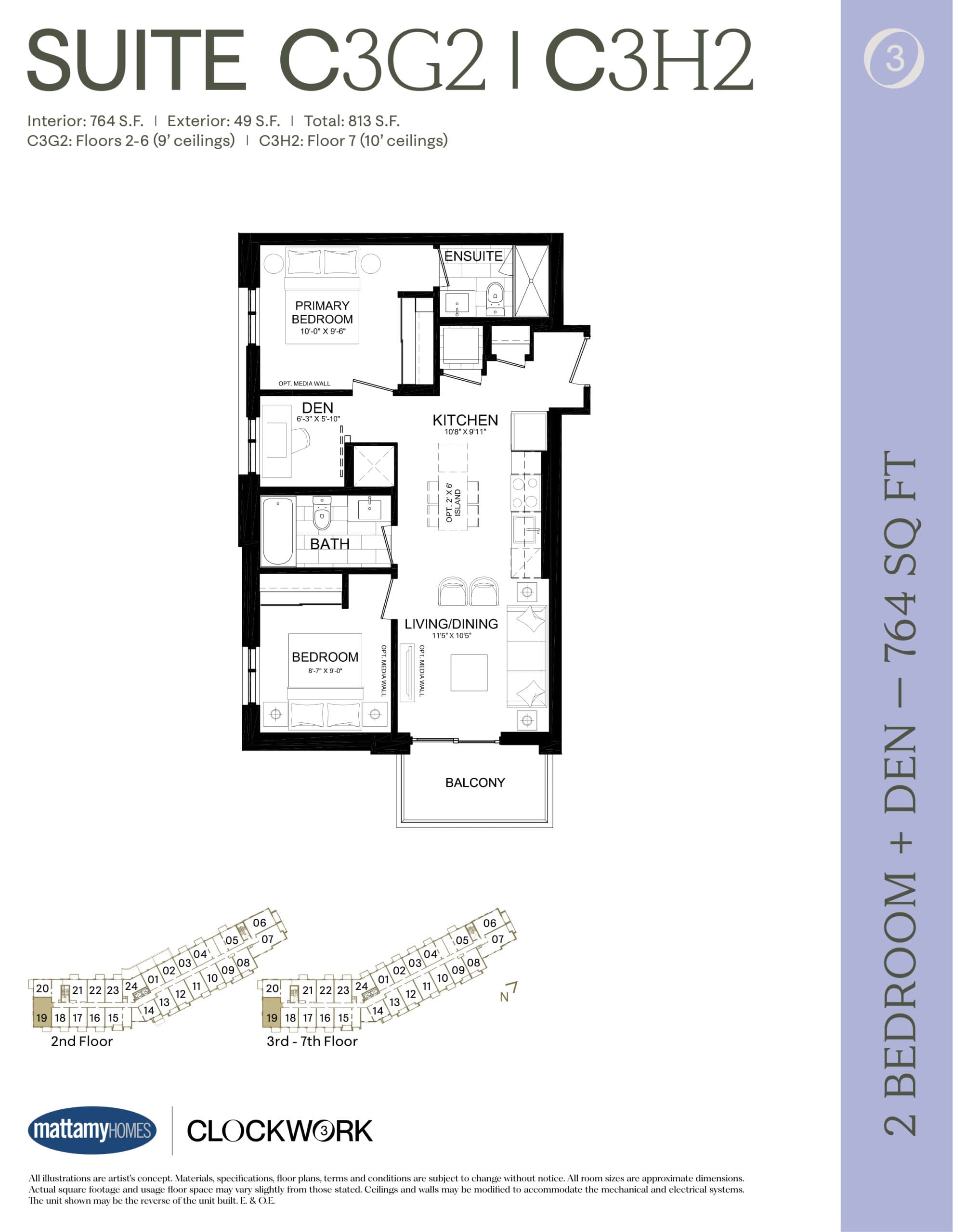 C3G2/C3H2 Floor Plan at Clockwork Condos Phase 3 - 764 sq.ft
