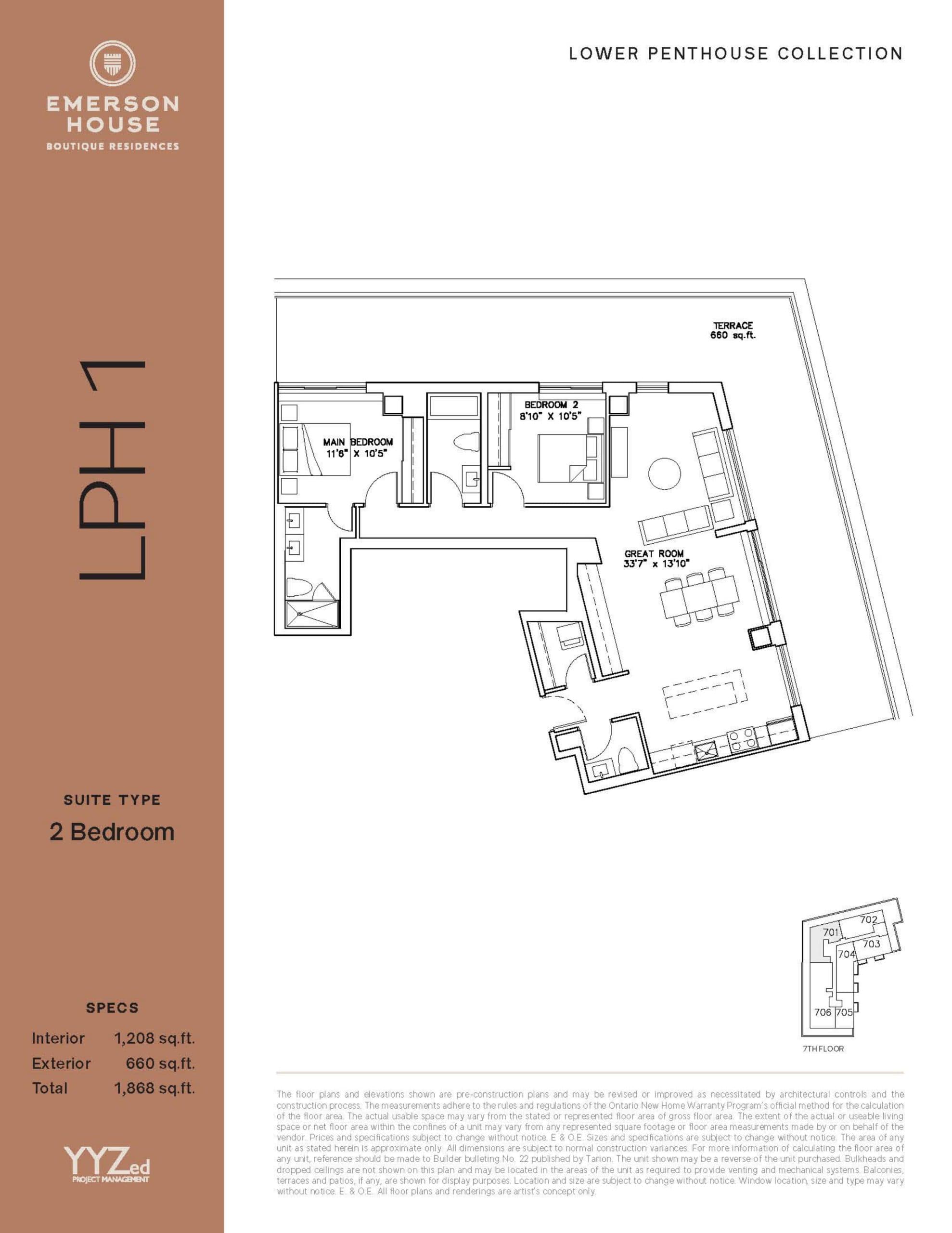 LPH1 Floor Plan at Emerson House Condos - 1208 sq.ft