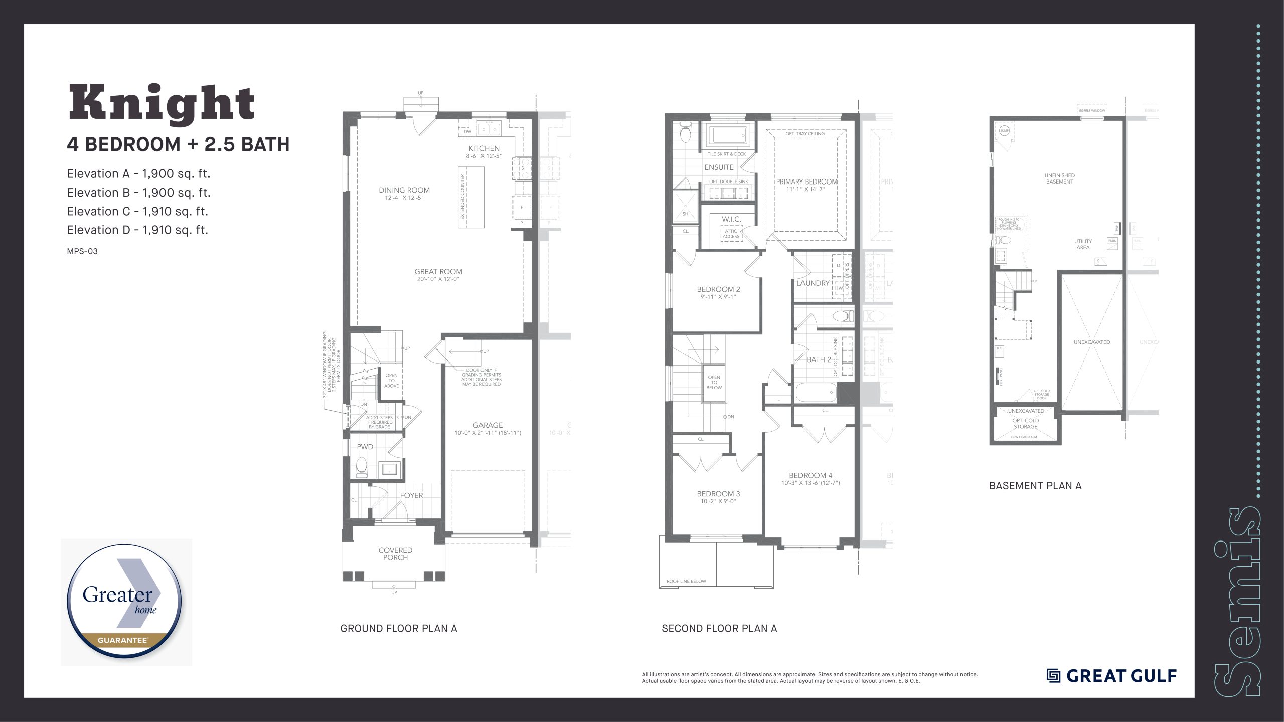 Knight Floor Plan at Milton Village Towns - 1910 sq.ft