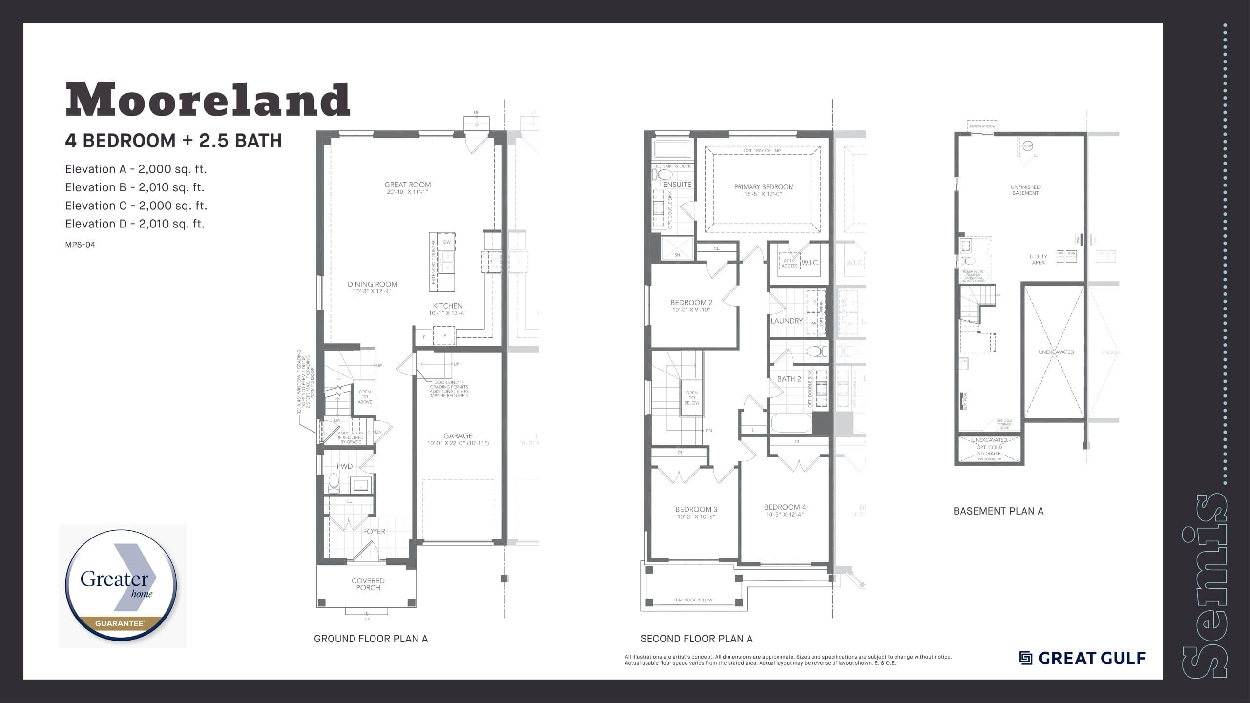 Mooreland Floor Plan at Milton Village Towns - 2000 sq.ft
