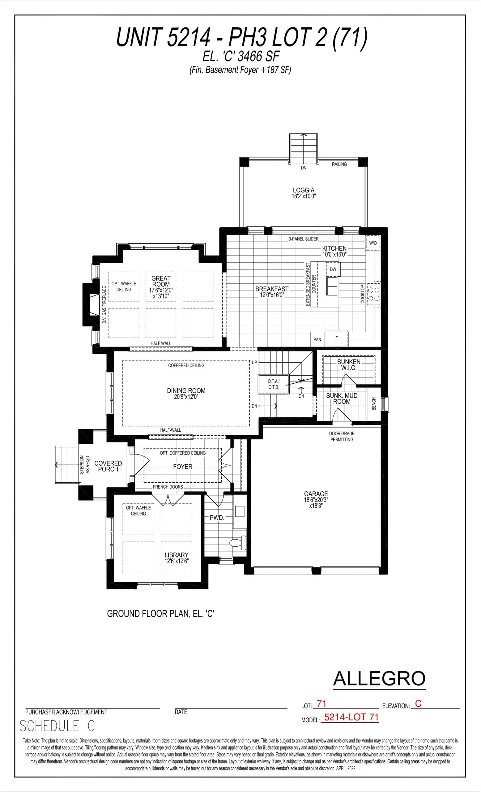 Unit 5214 - PH3 Lot 2 (Ground Floor) Floor Plan at Allegro Phase 3 - 3466 sq.ft