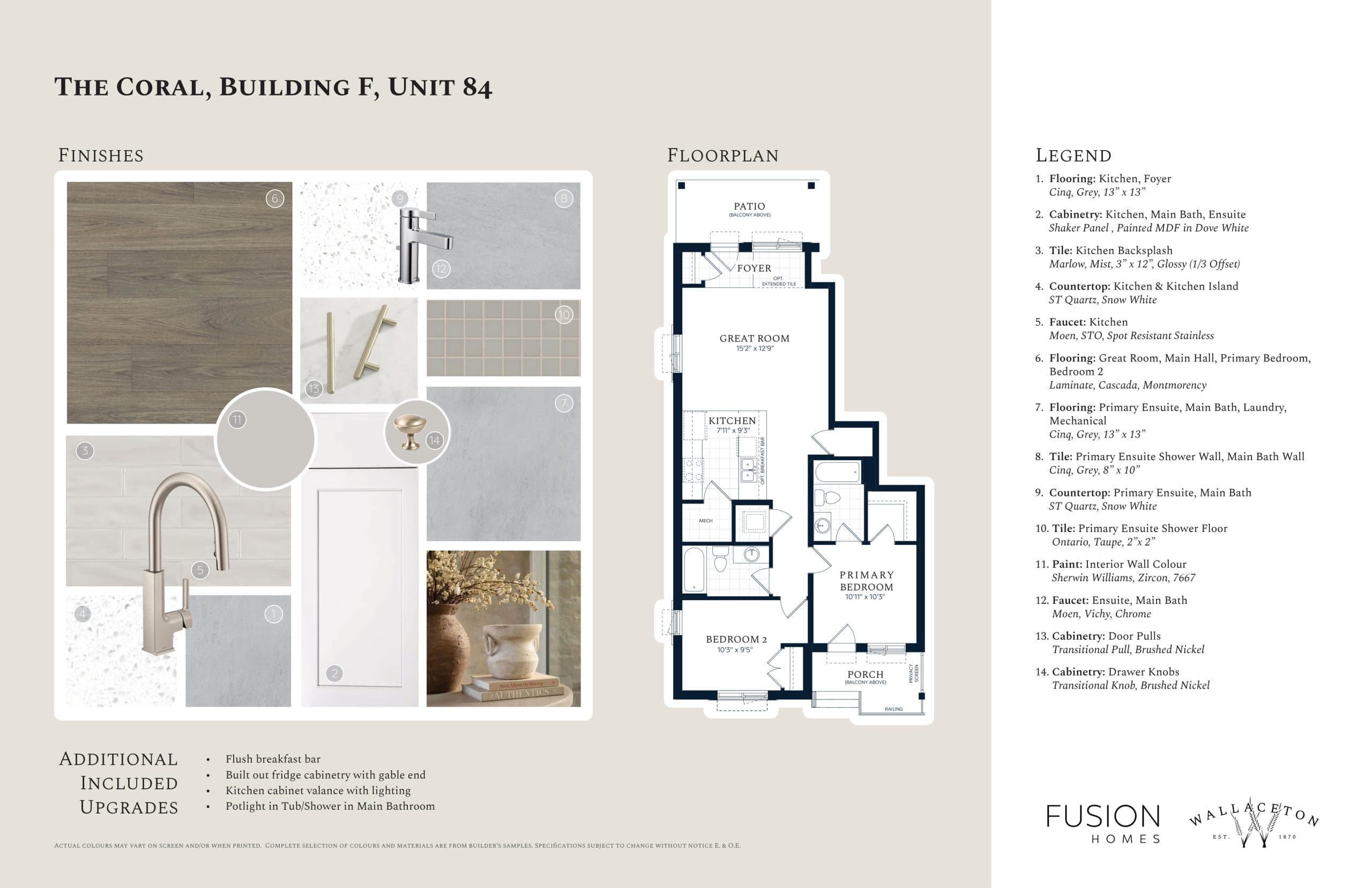 The Coral (Bldg. F, Unit 84) Floor Plan at Wallaceton by Fusion Homes - 930 sq.ft