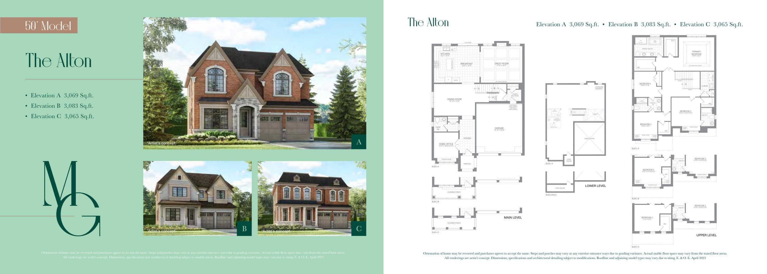The Alton Floor Plan at Millcroft Grove - 3069 sq.ft
