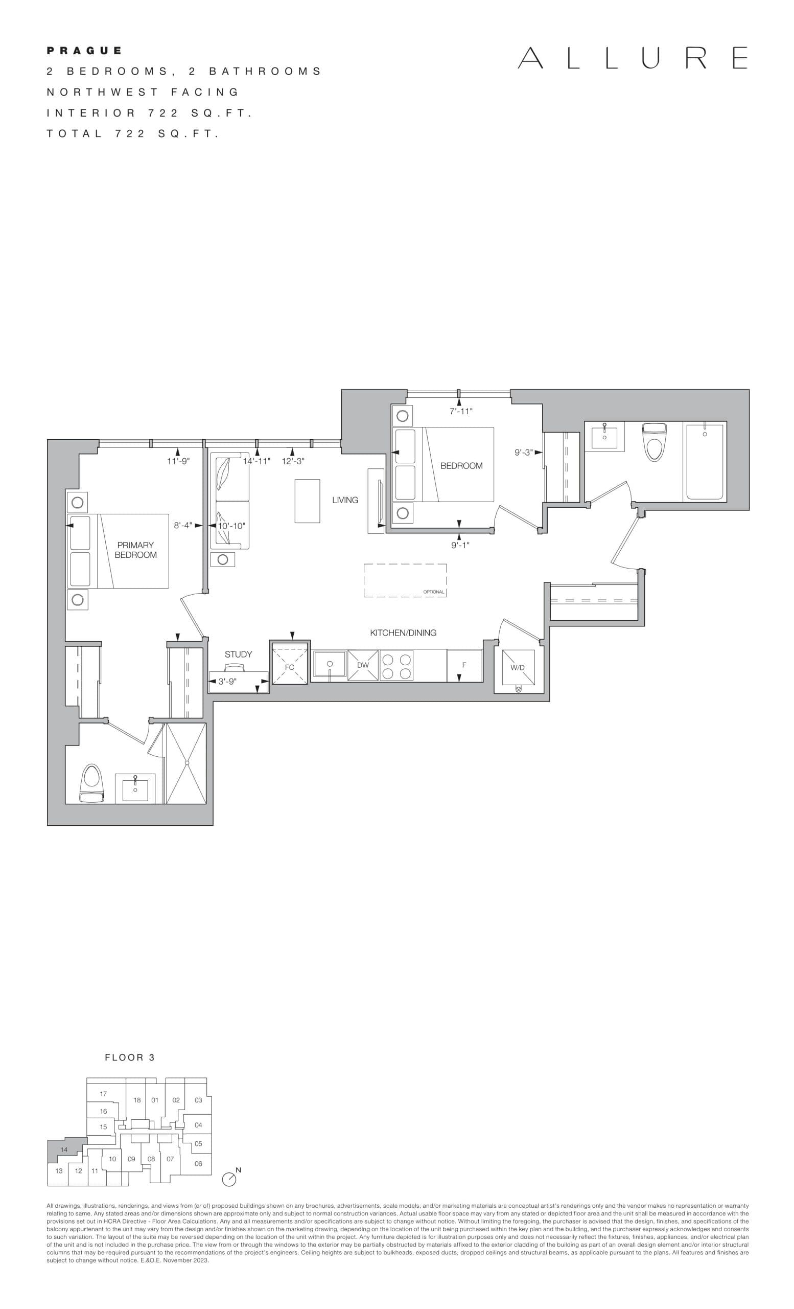 Prague Floor Plan at Allure Condos - 722 sq.ft