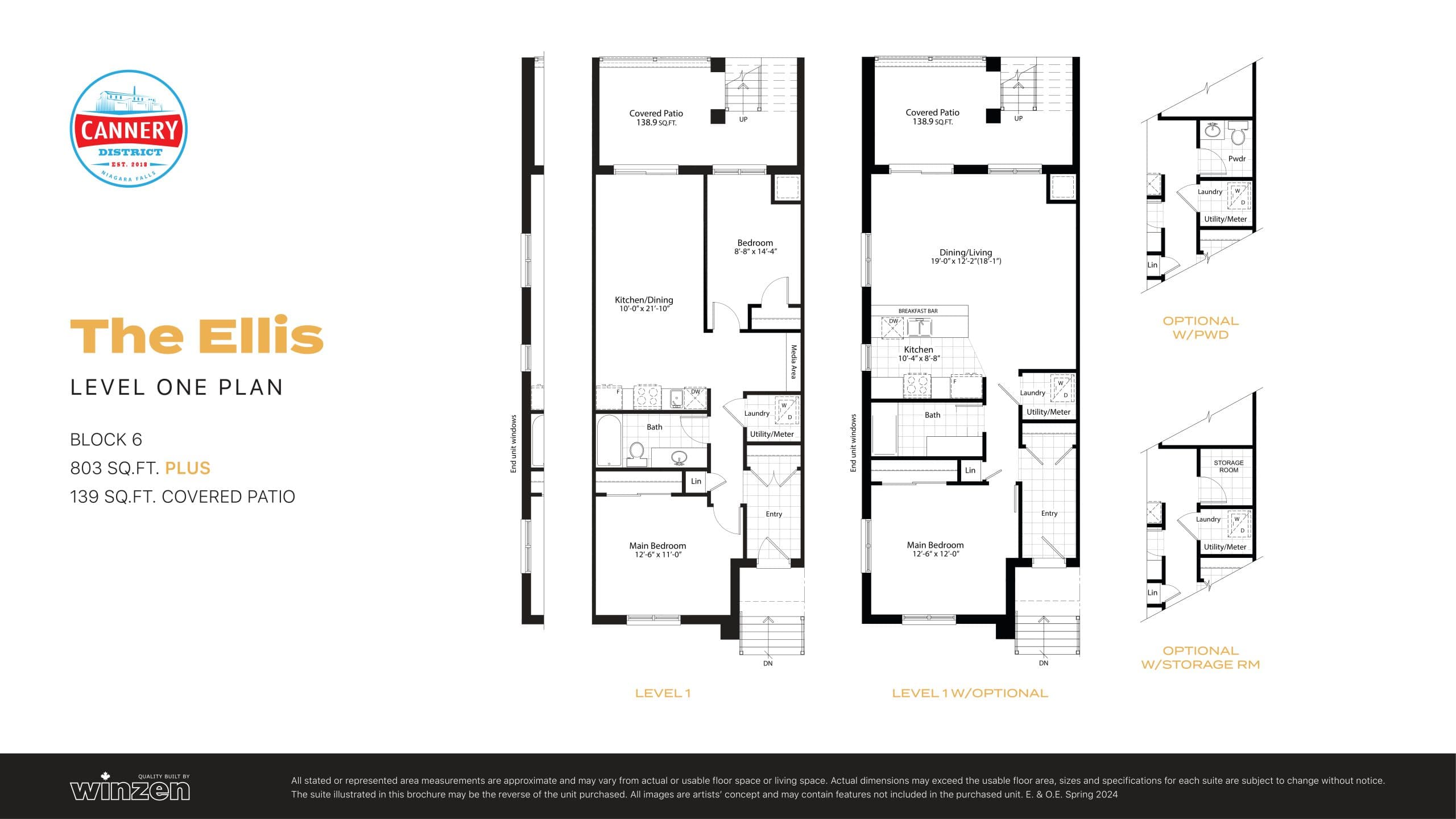 The Ellis (Block 6) Floor Plan at Cannery District Towns - 803 sq.ft