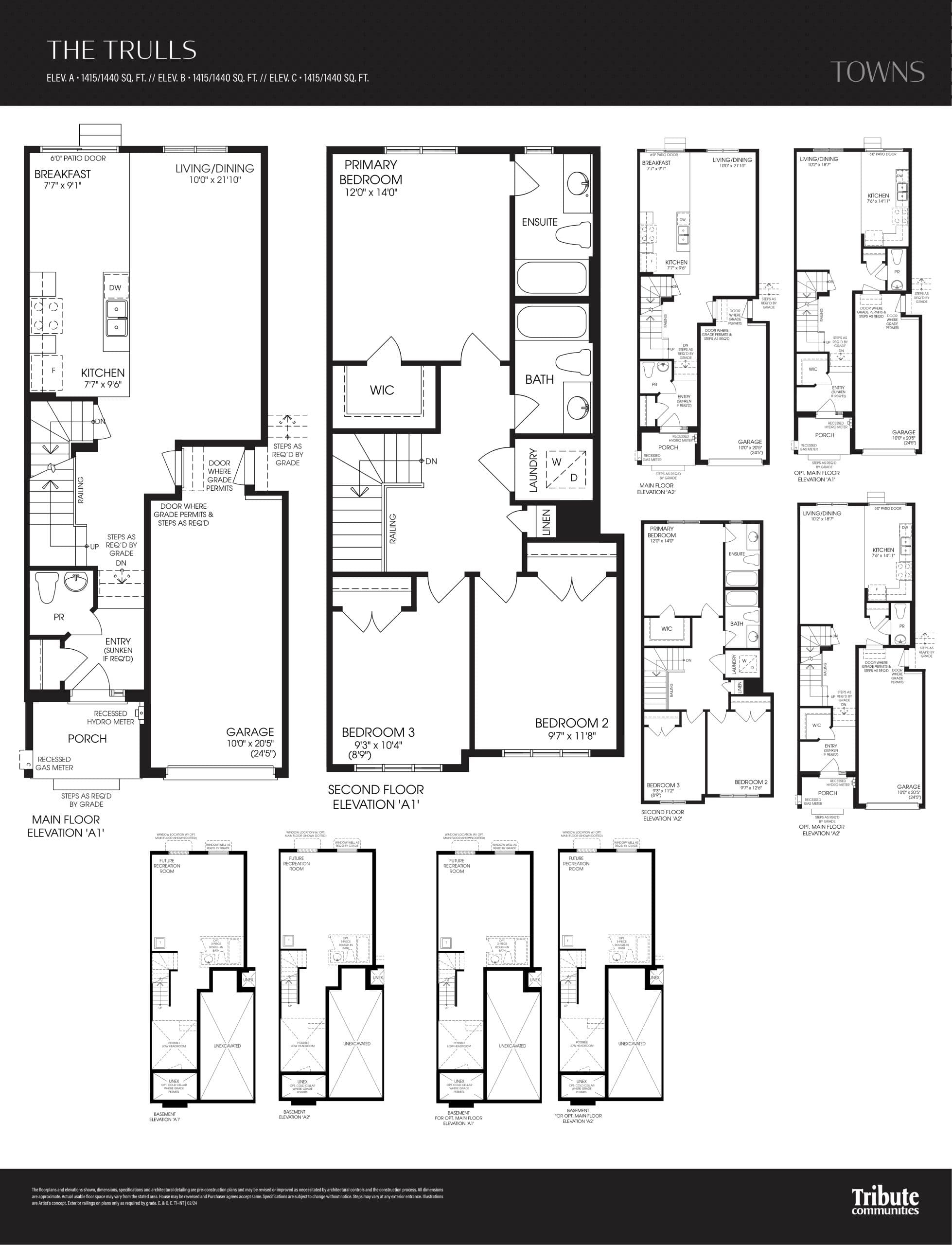 The Trulls Floor Plan at Courtice Glen Towns - 1415 sq.ft