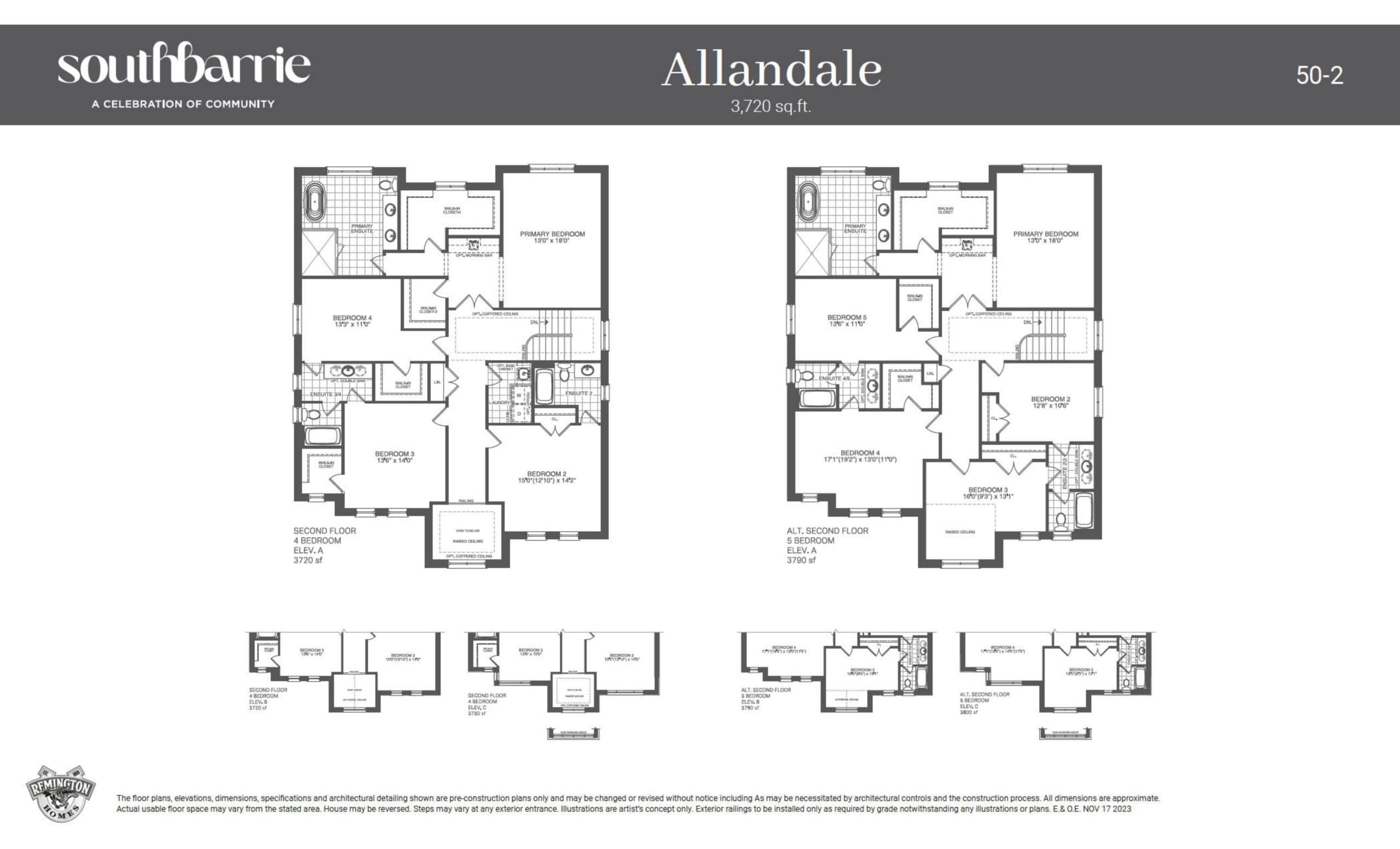 Allandale (2nd Floor) Floor Plan at South Barrie by Remington Homes - 3720 sq.ft