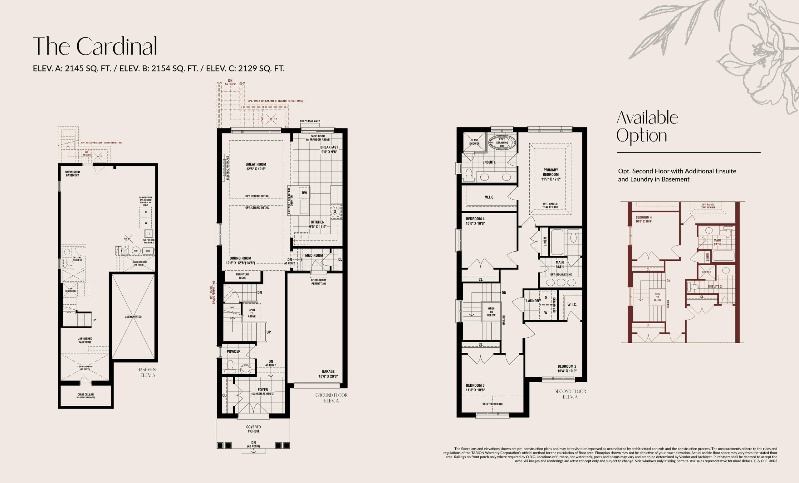 The Cardinal Floor Plan at The Castle Mile by DECO Homes - 2154 sq.ft