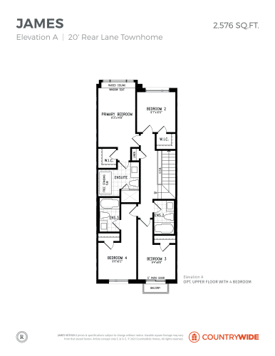 James - Elev. A (Upper Floor with Optional) floor plan