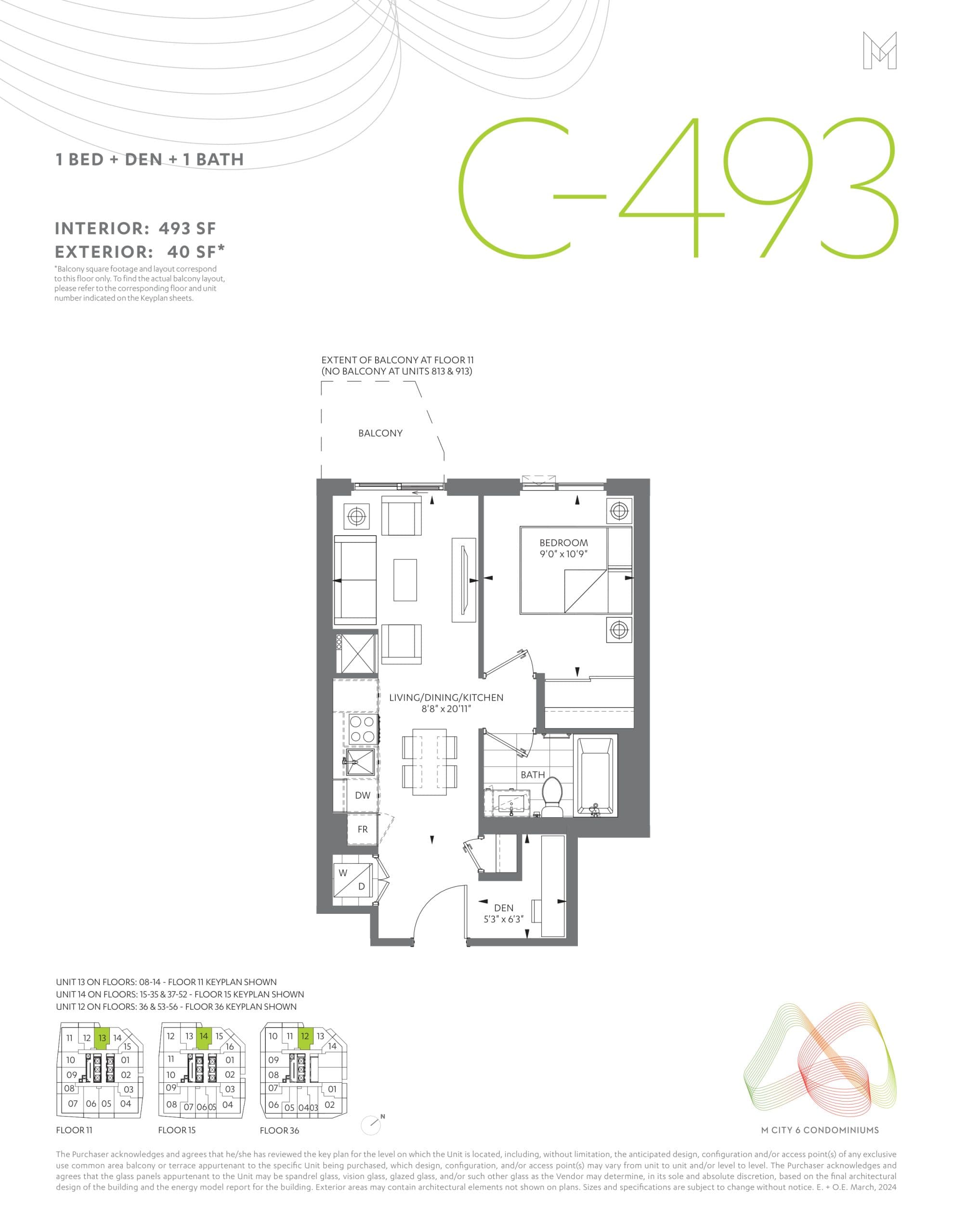 C-493 Floor Plan at M6 Condos - 493 sq.ft