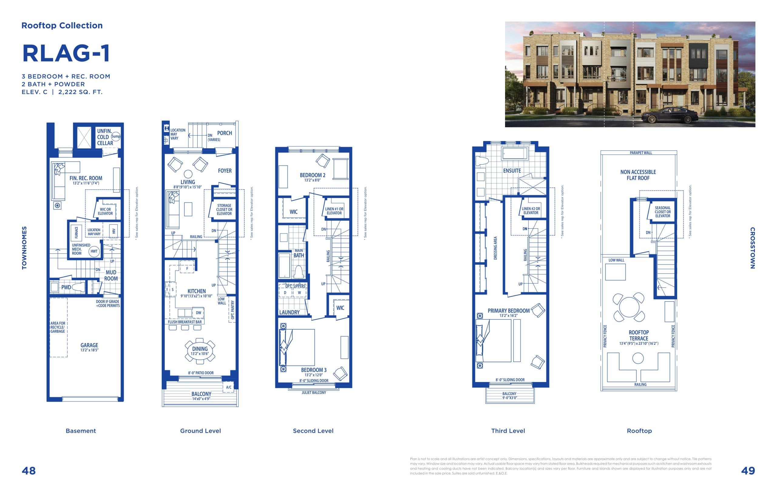 RLAG-1 Floor Plan at Townhomes at Crosstown - 2222 sq.ft