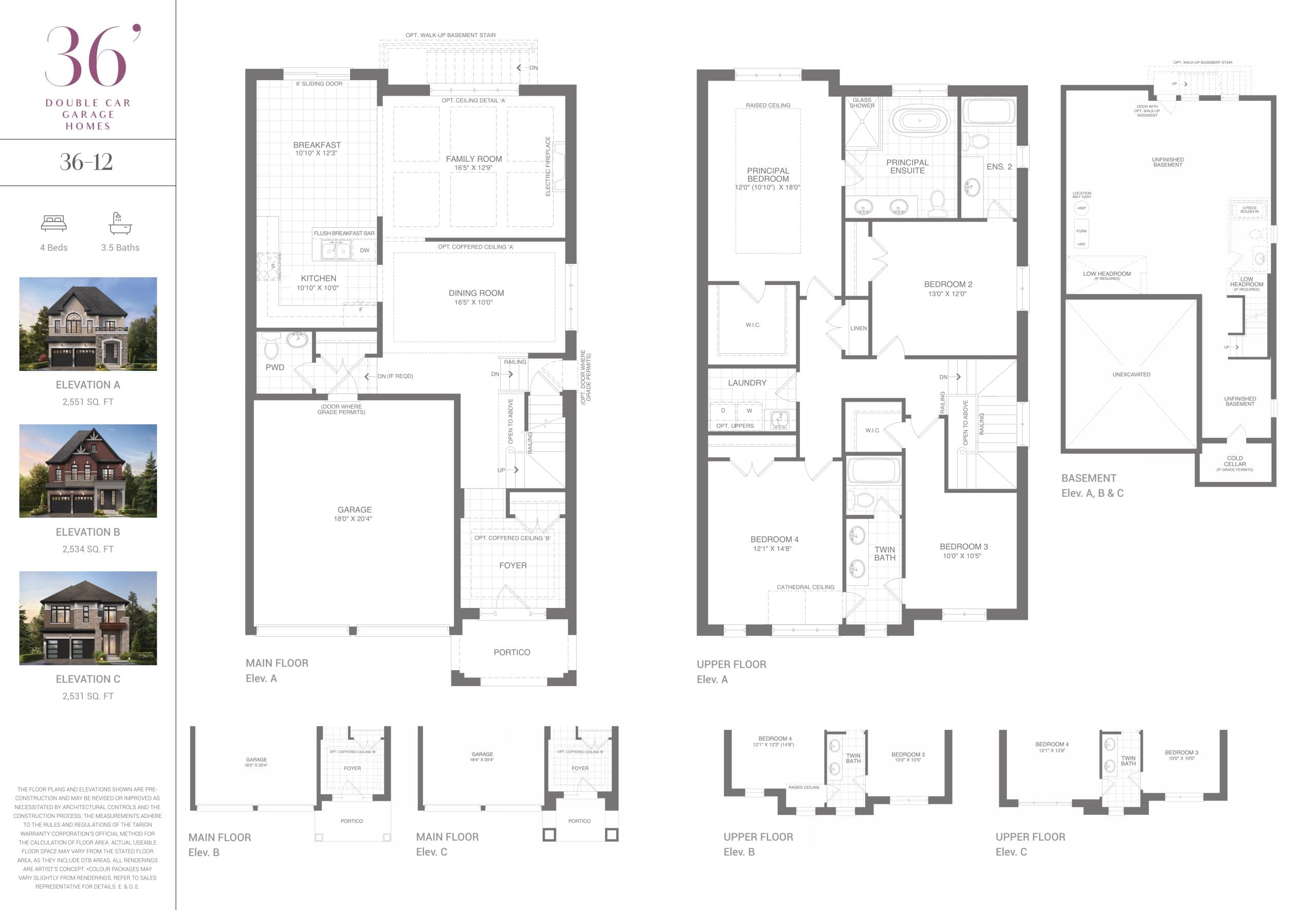 36-12 Floor Plan at Whitby Meadows by OPUS Homes - 2531 sq.ft