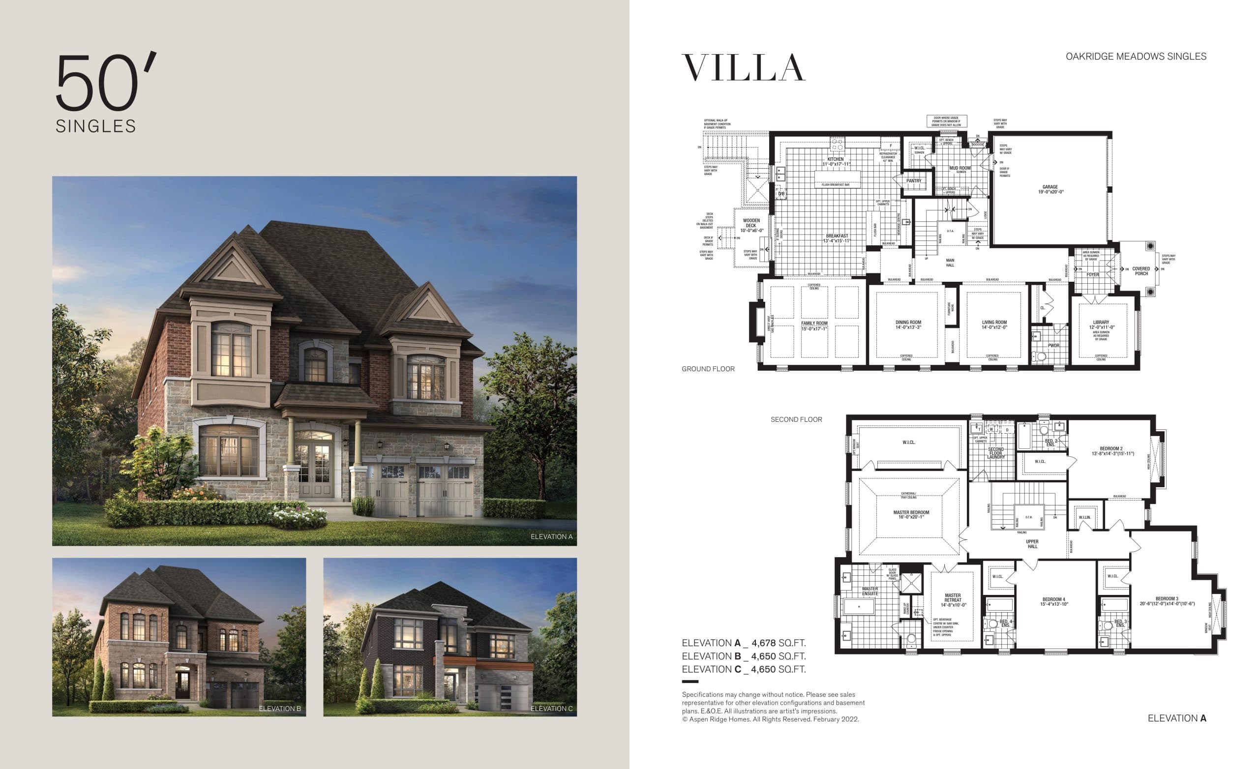 Villa Floor Plan at Oakridge Meadows by Aspen Ridge Homes - 4678 sq.ft