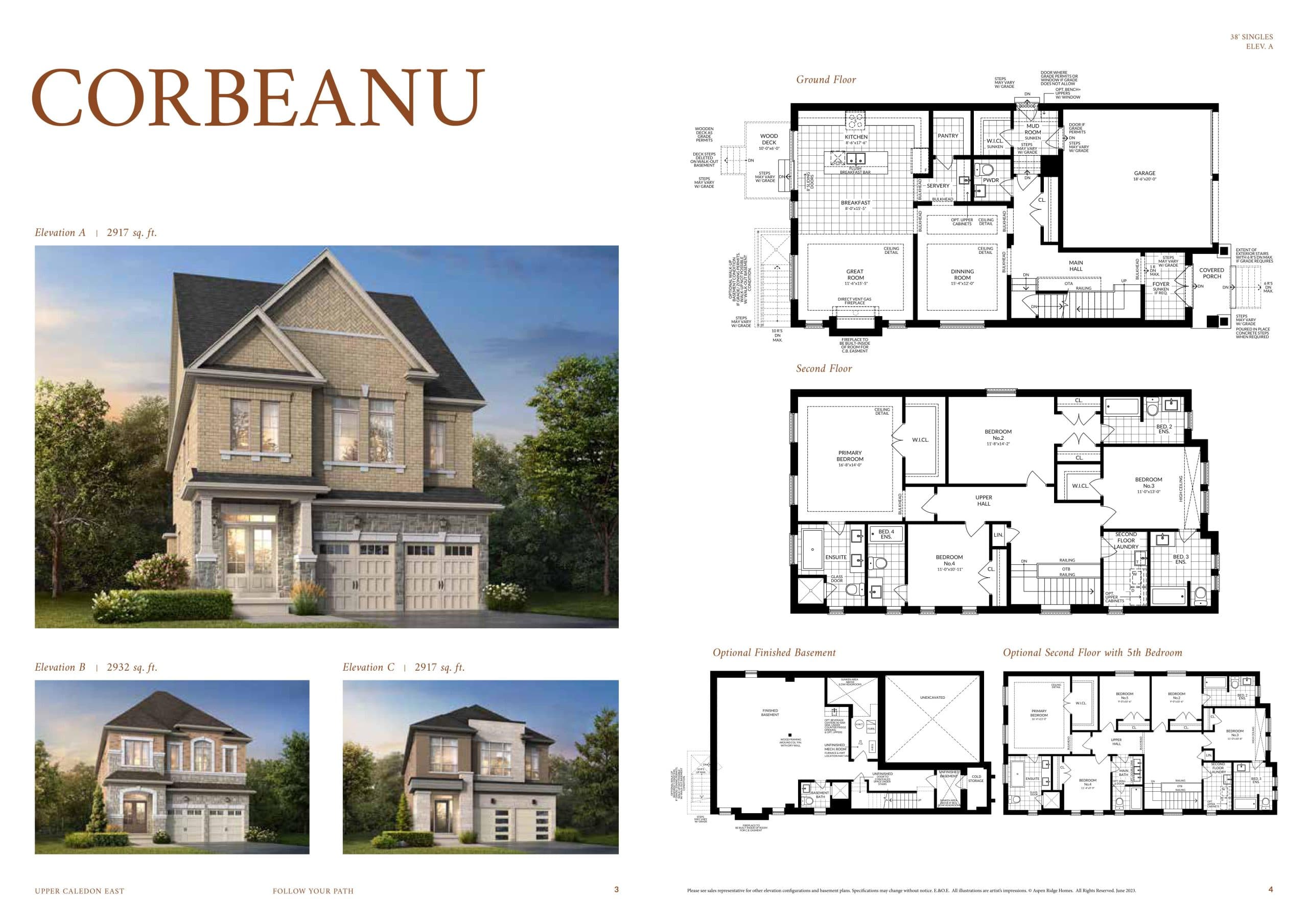 Corbeanu Floor Plan at Upper Caledon East by Aspen Ridge Homes - 2932 sq.ft