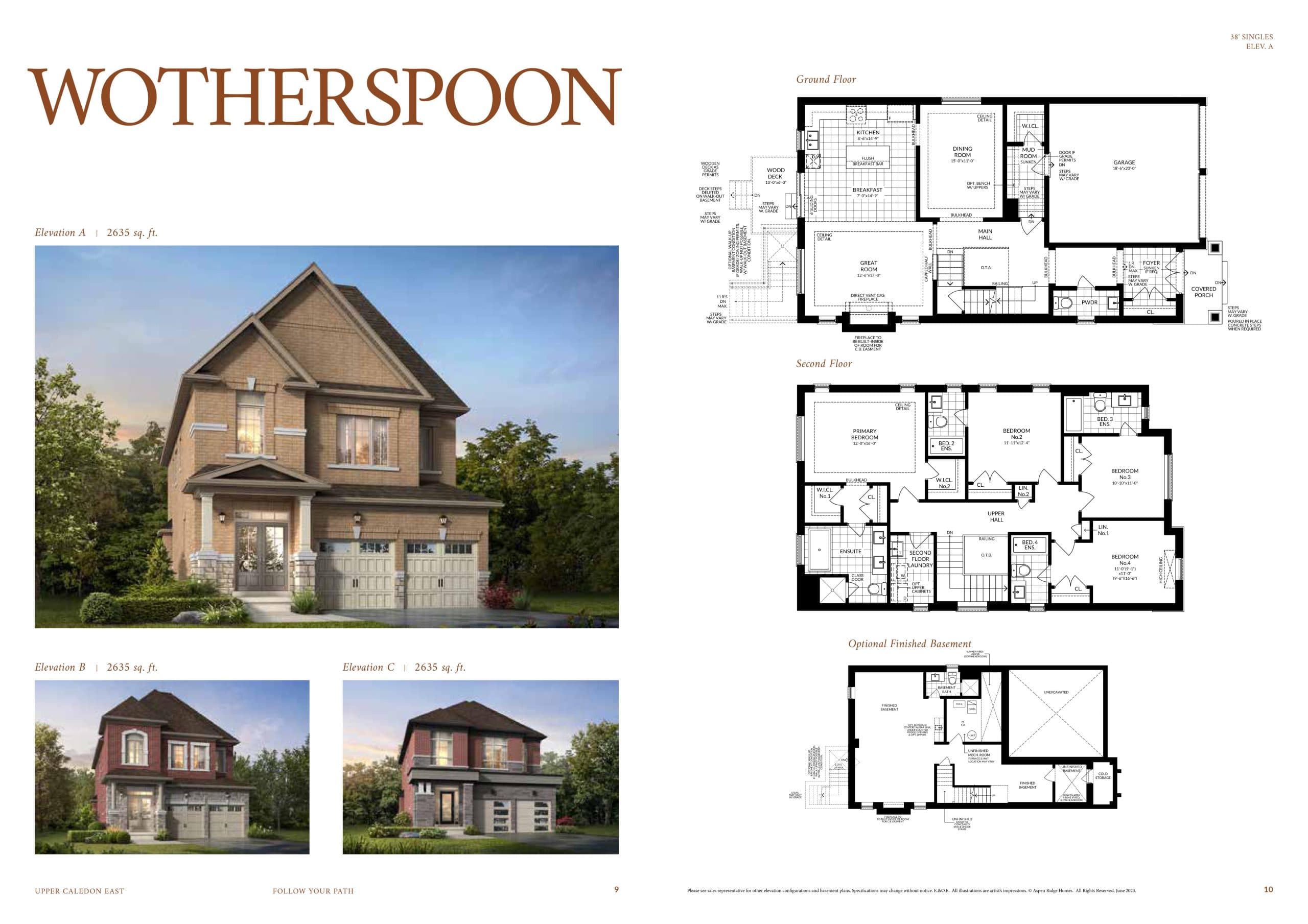 Wotherspoon Floor Plan at Upper Caledon East by Aspen Ridge Homes - 2635 sq.ft