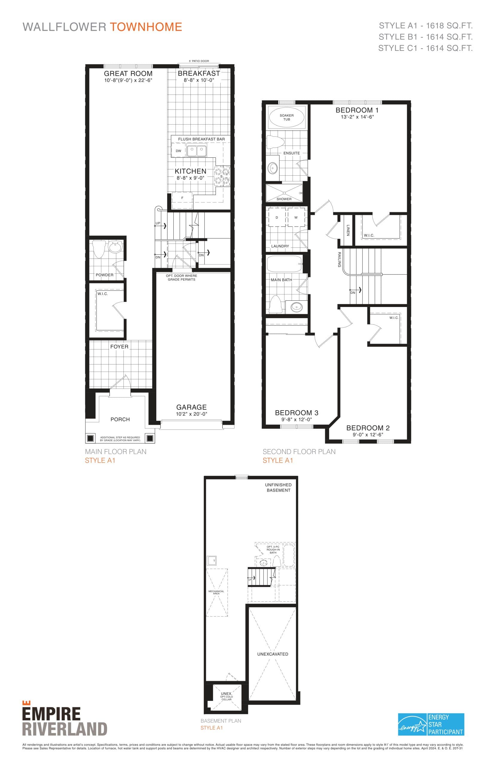 Wallflower (20' Towns) Floor Plan at Empire Riverland Homes - 1618 sq.ft