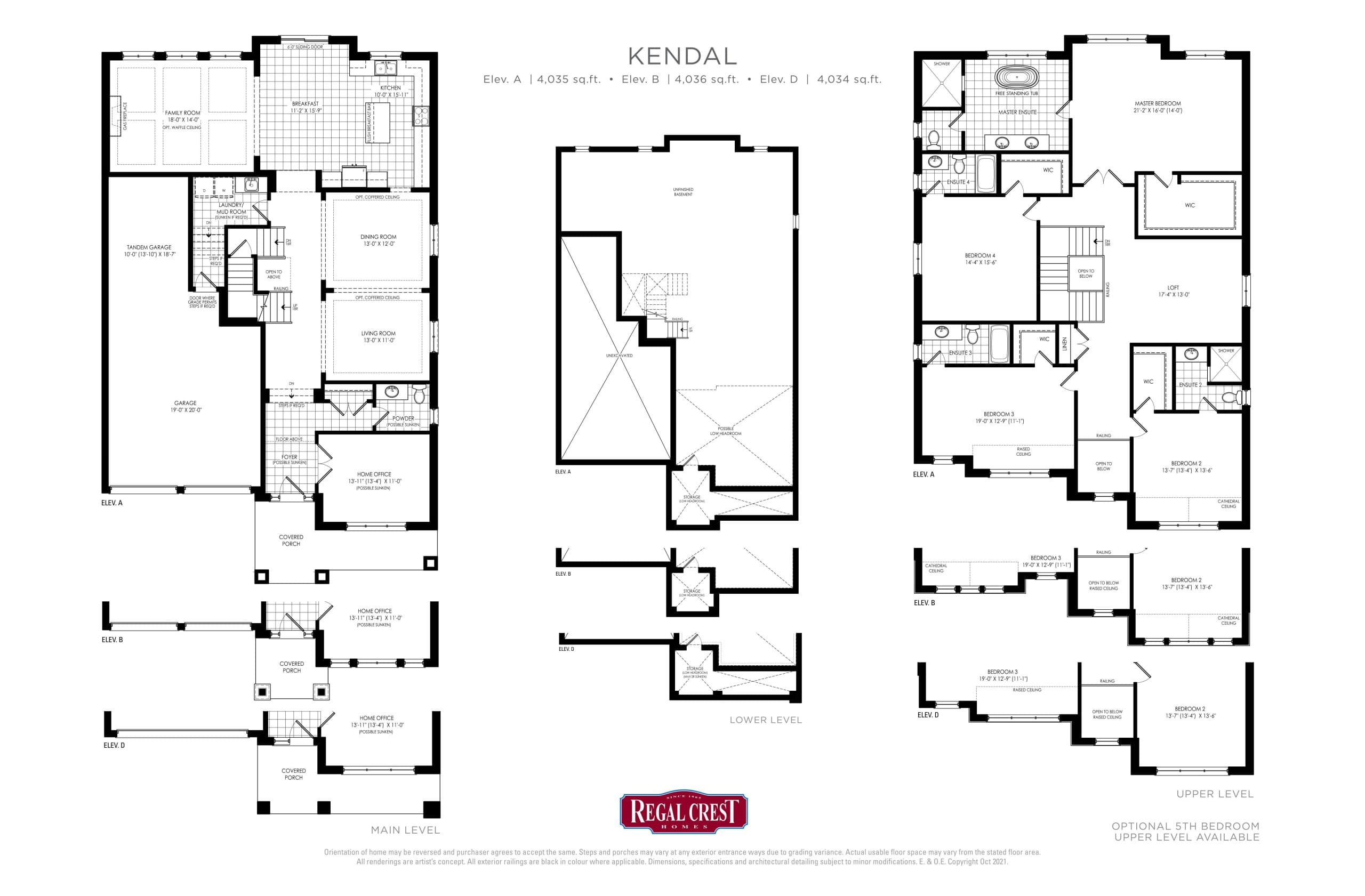 Kendal Floor Plan at Bondhead Phase 2 by Regal Crest Homes - 4036 sq.ft