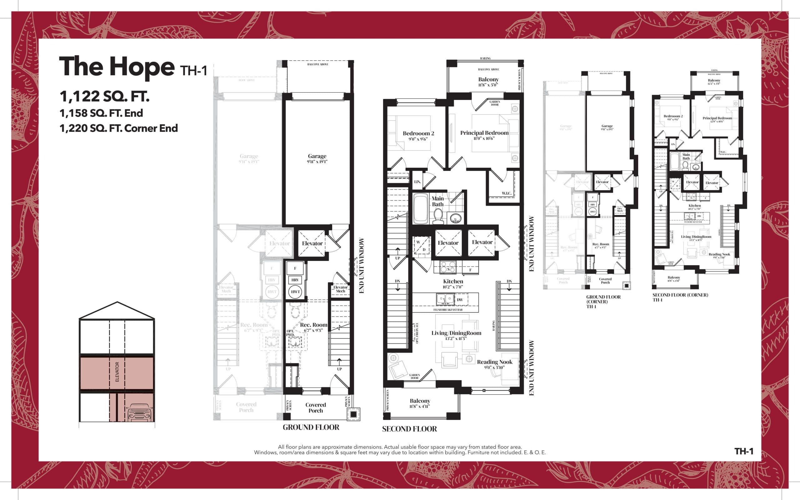The Hope Floor Plan at The Enclave Towns - 1220 sq.ft