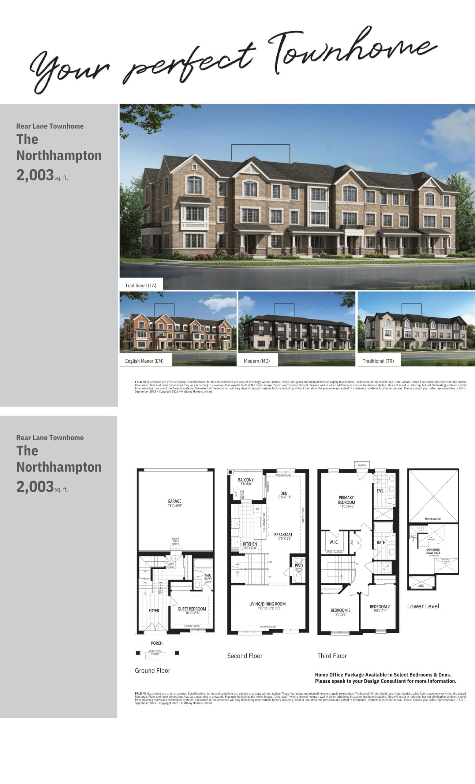 The Northhampton Floor Plan at Ellis Lane - 2003 sq.ft