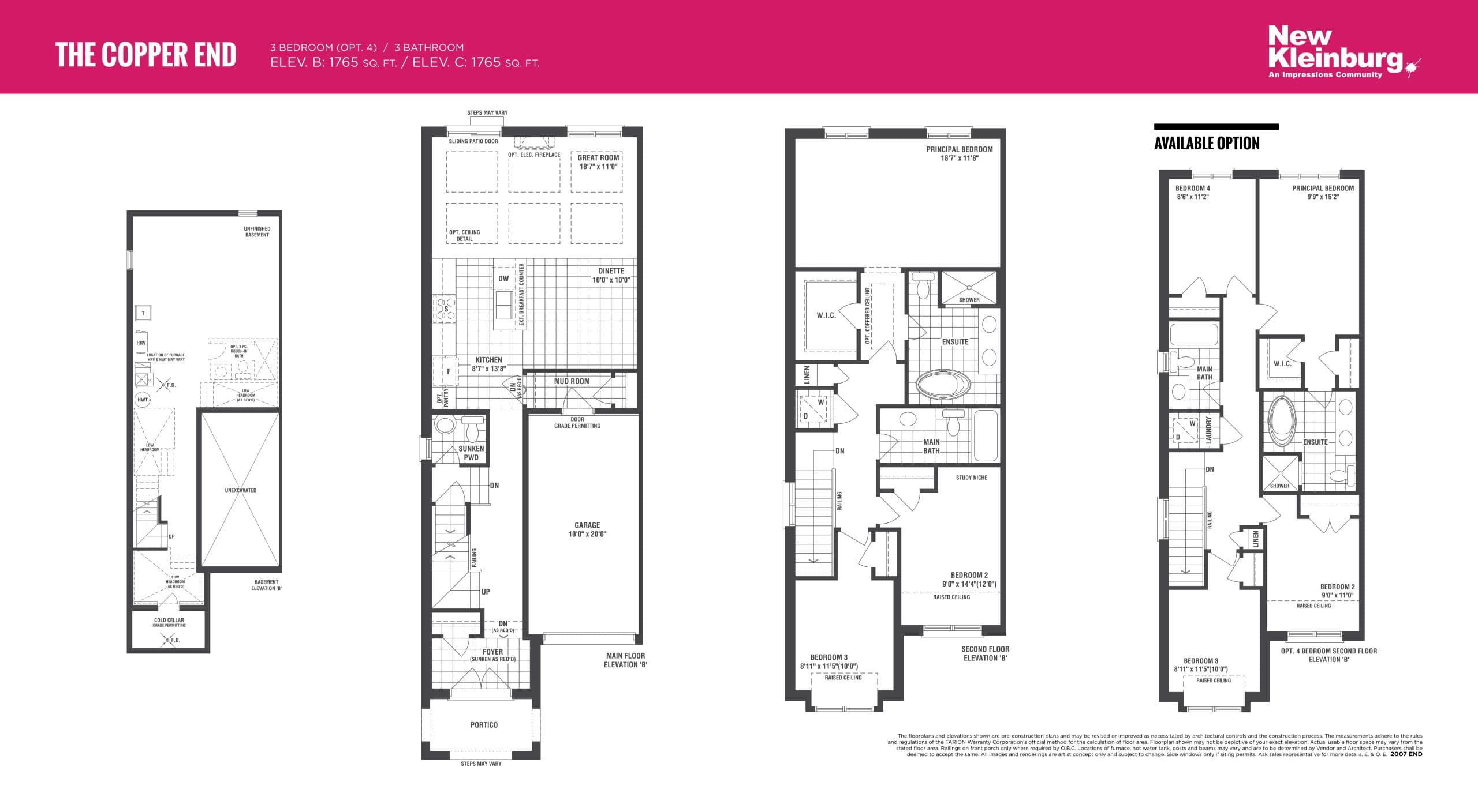 The Copper End Floor Plan at New Kleinburg by Arista Homes - 1765 sq.ft
