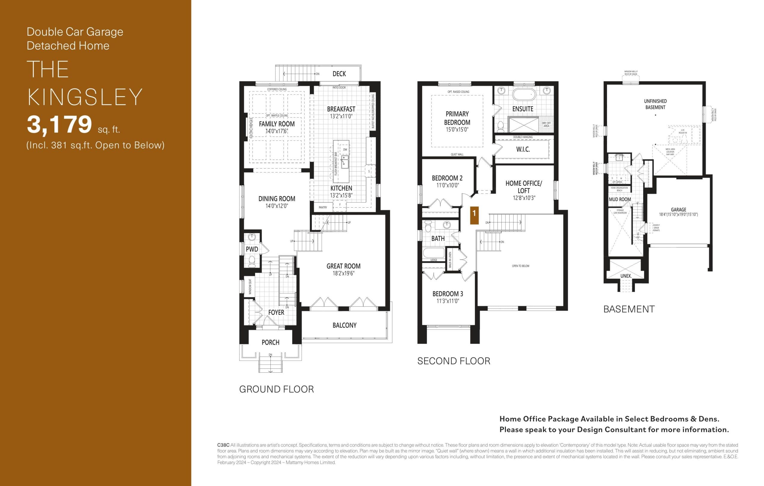 The Kingsley Floor Plan at Upper Joshua Creek Phase 2 Towns - 3179 sq.ft