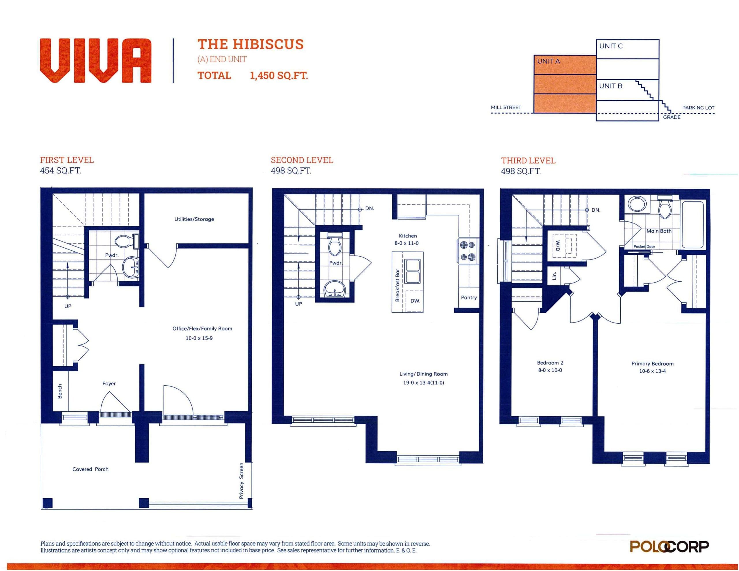 The Hibiscus Floor Plan at VIVA Towns - 1450 sq.ft