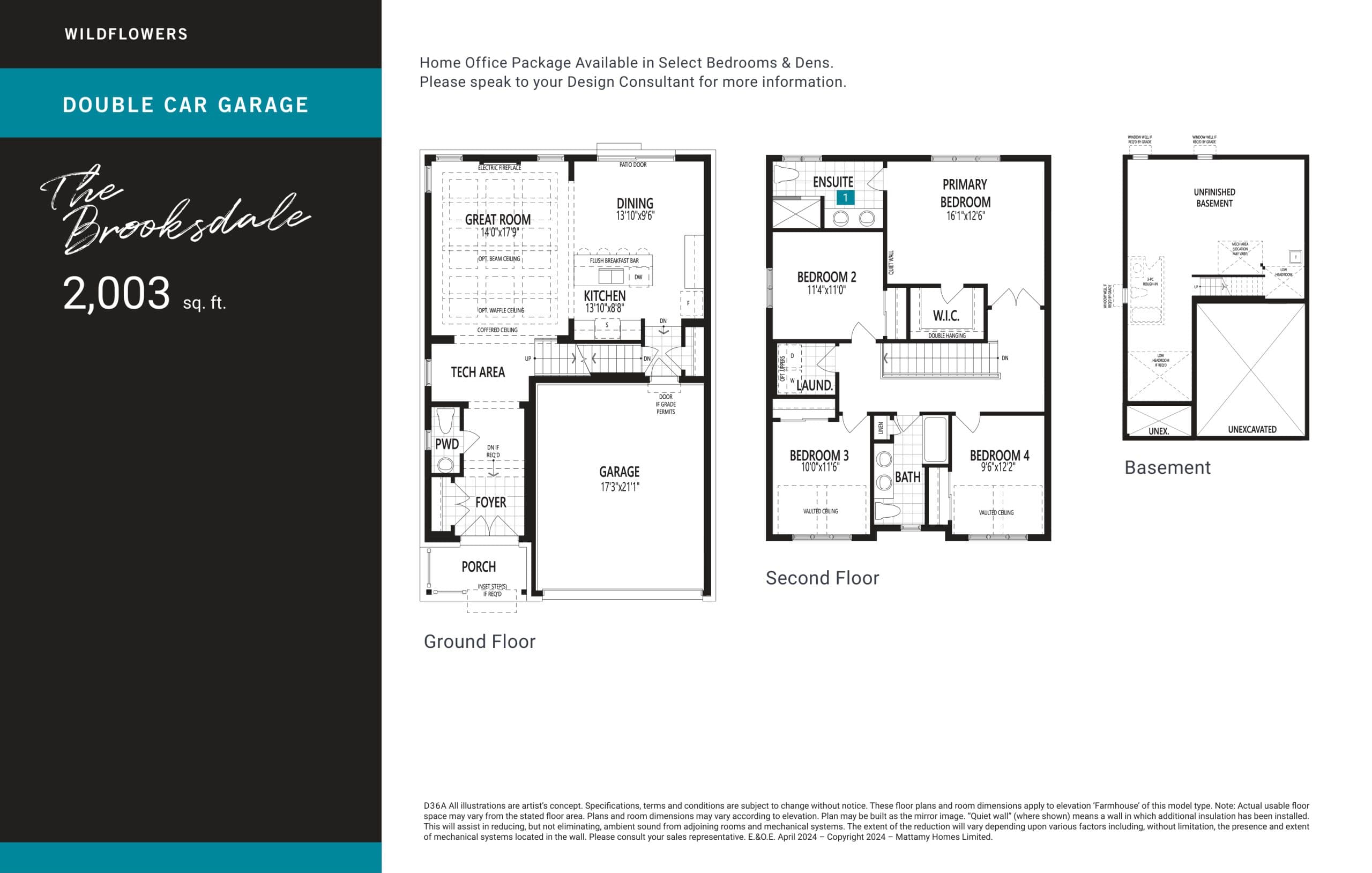 The Brooksdale Floor Plan at Wildflowers Kitchener by Mattamy Homes - 2003 sq.ft