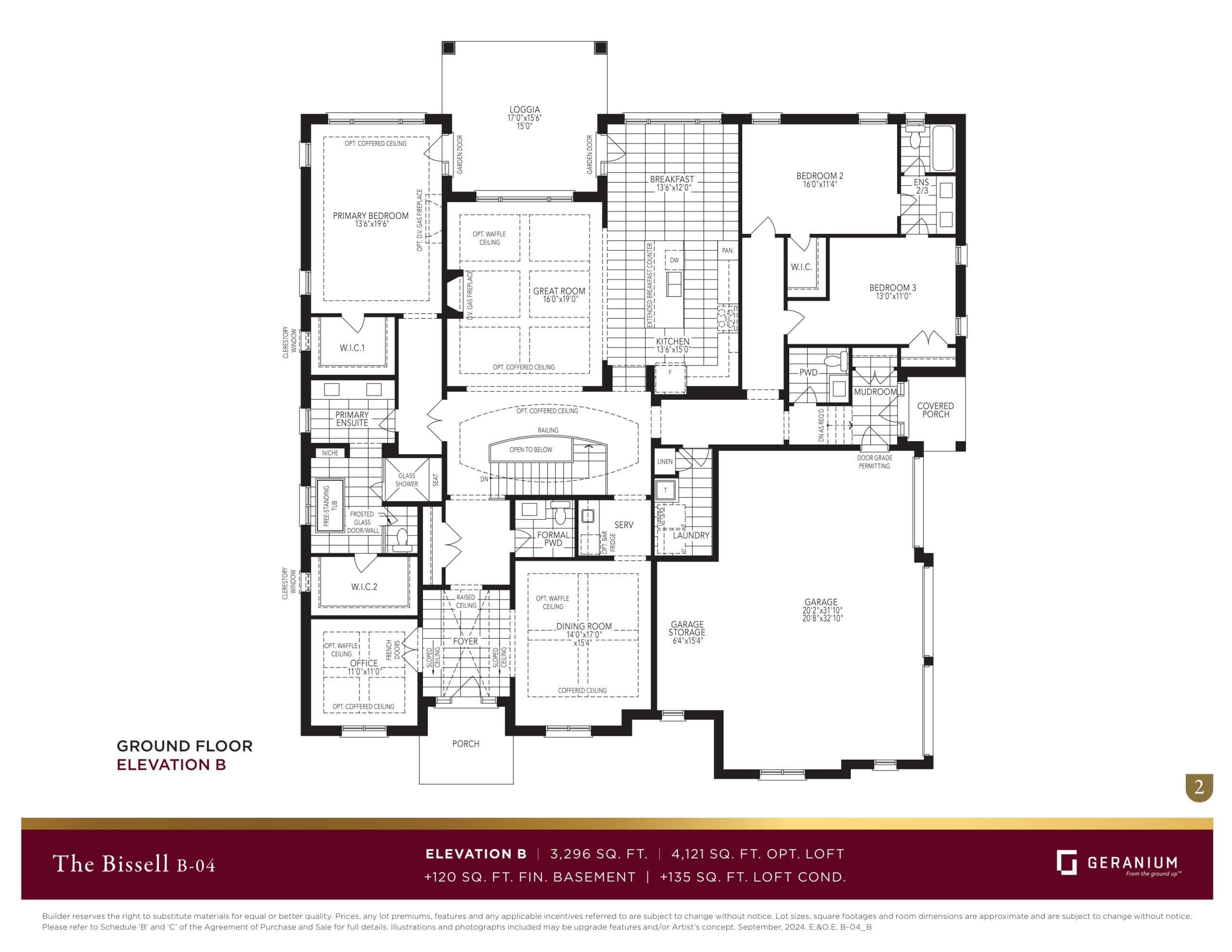The Bissell - Elevation B Floor Plan at Belwood Estates Homes - 3296 sq.ft