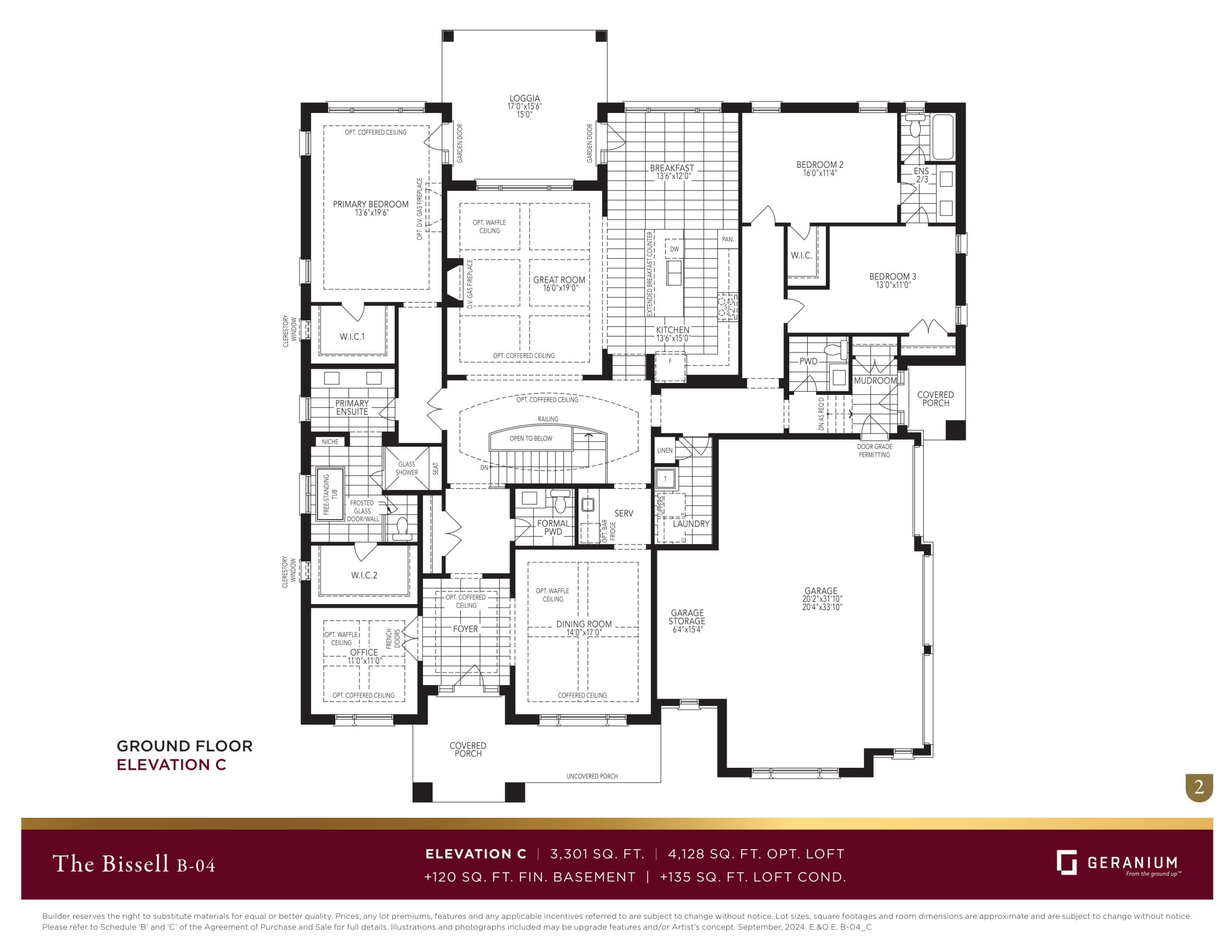 The Bissell - Elevation C Floor Plan at Belwood Estates Homes - 3301 sq.ft