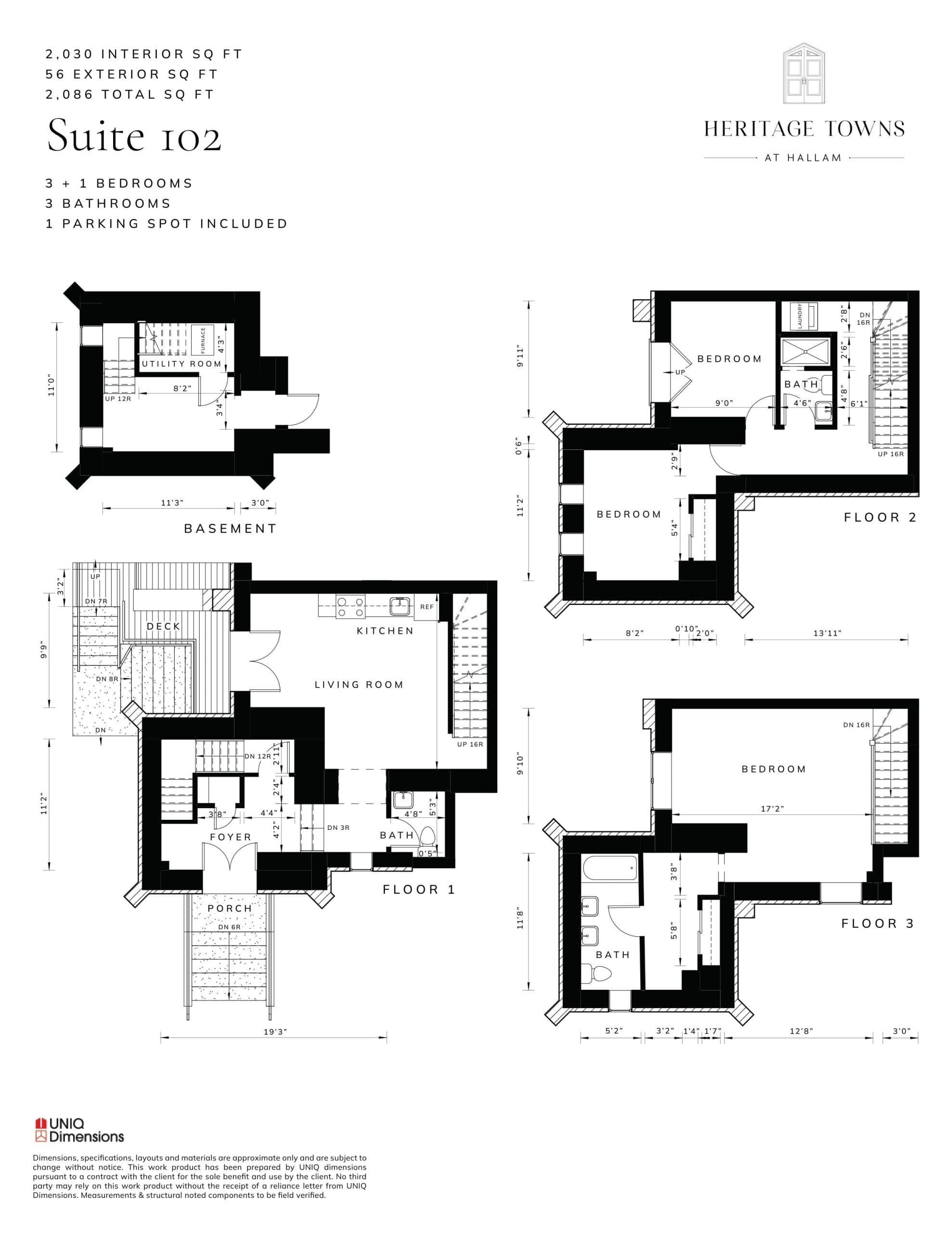 Suite 102 Floor Plan at Heritage Towns at Hallam - 2030 sq.ft