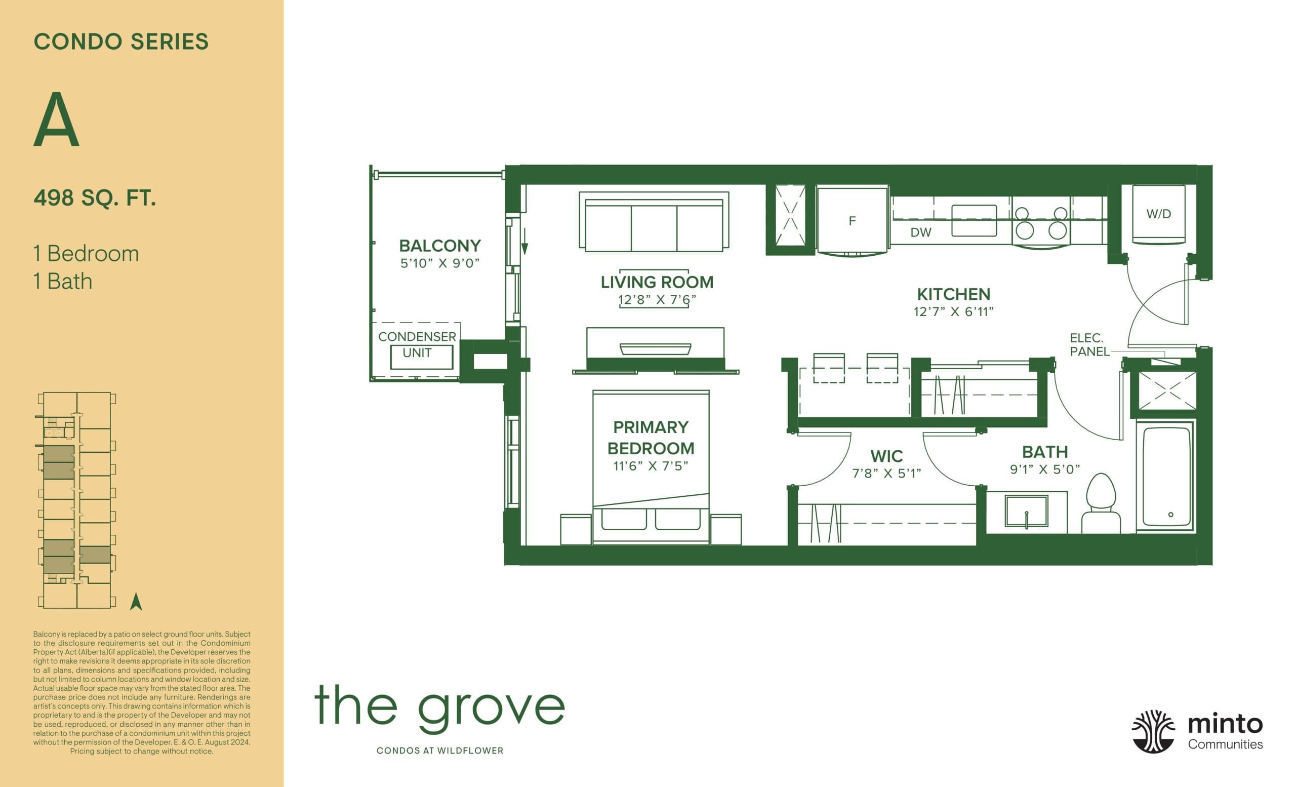 A Floor Plan at The Grove Condos at Wildflower - 498 sq.ft