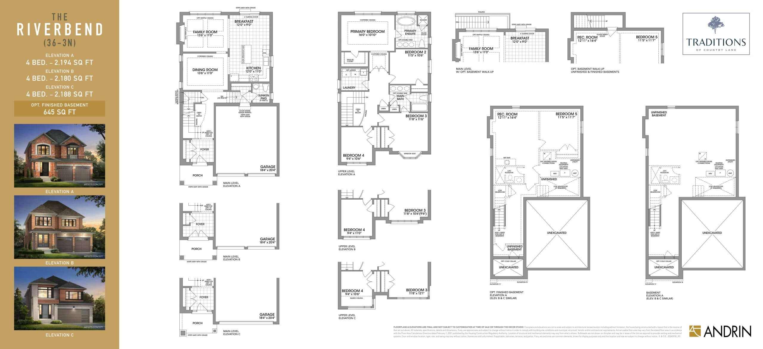 The Riverbend Floor Plan at Traditions of Country Lane - 2194 sq.ft