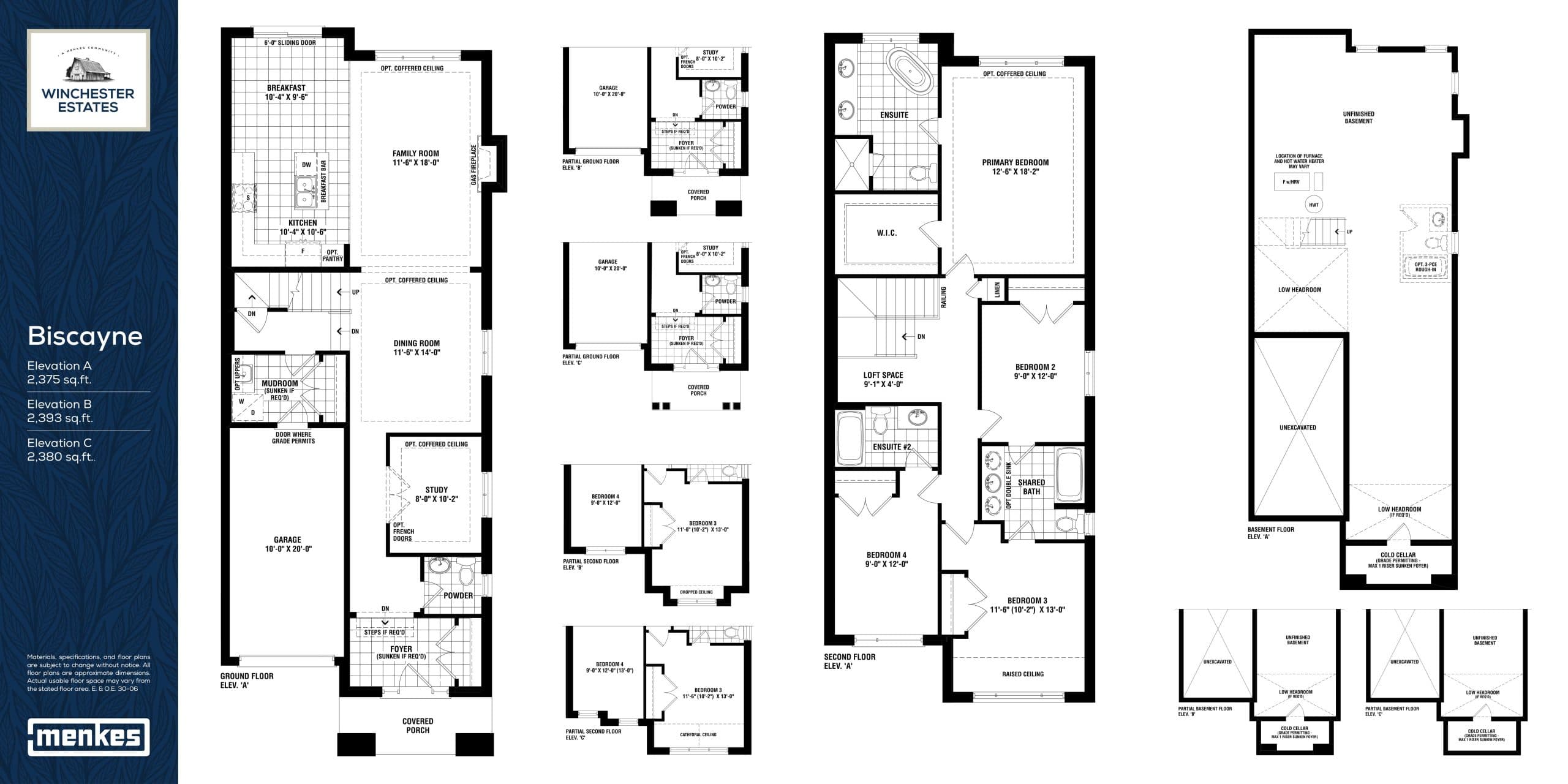 Biscayne Floor Plan at Winchester Estates by Menkes Developments Ltd. - 2393 sq.ft