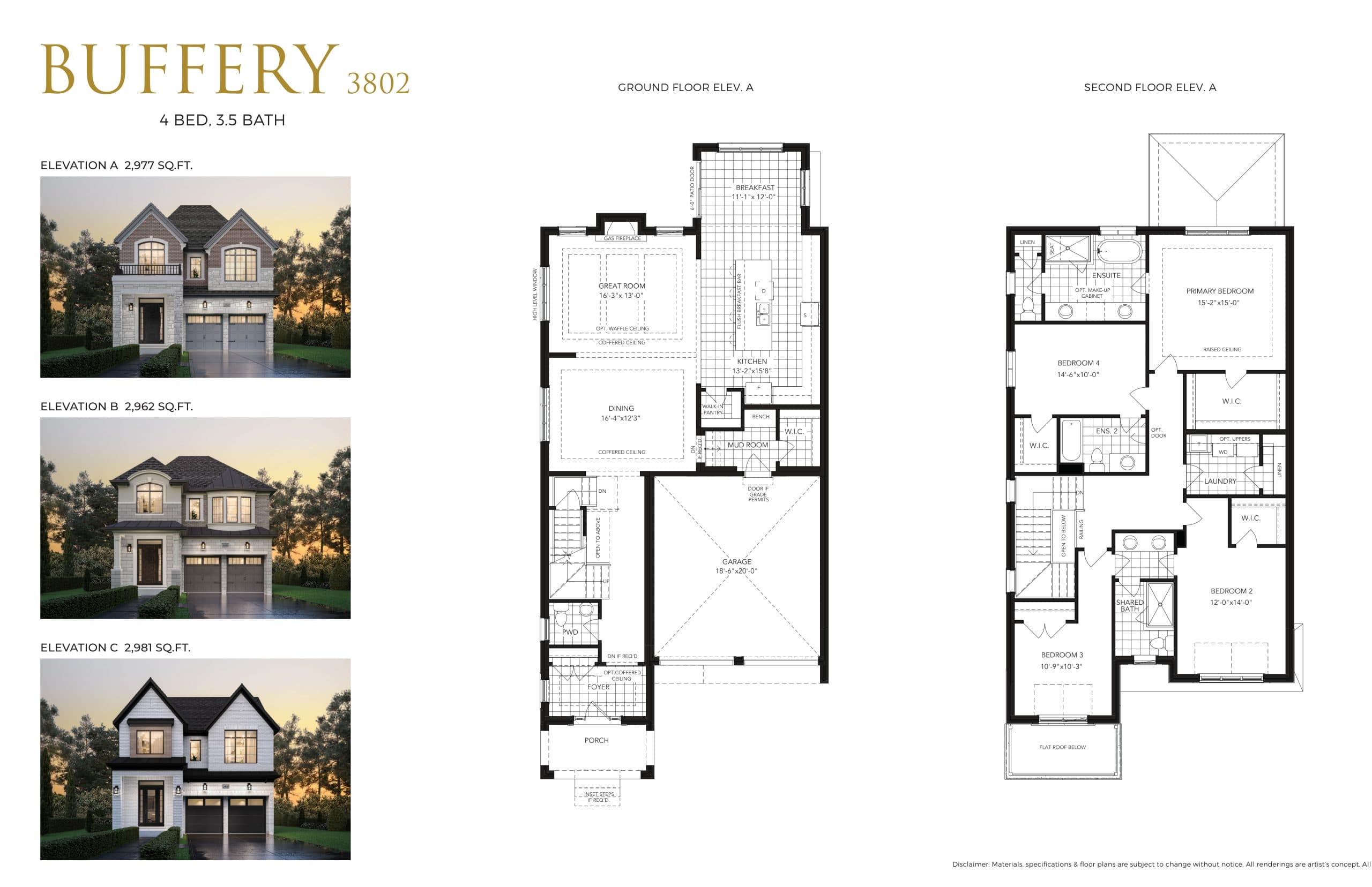 Buffery Floor Plan at Glen Abbey Encore by Hallett Homes - 2962 sq.ft