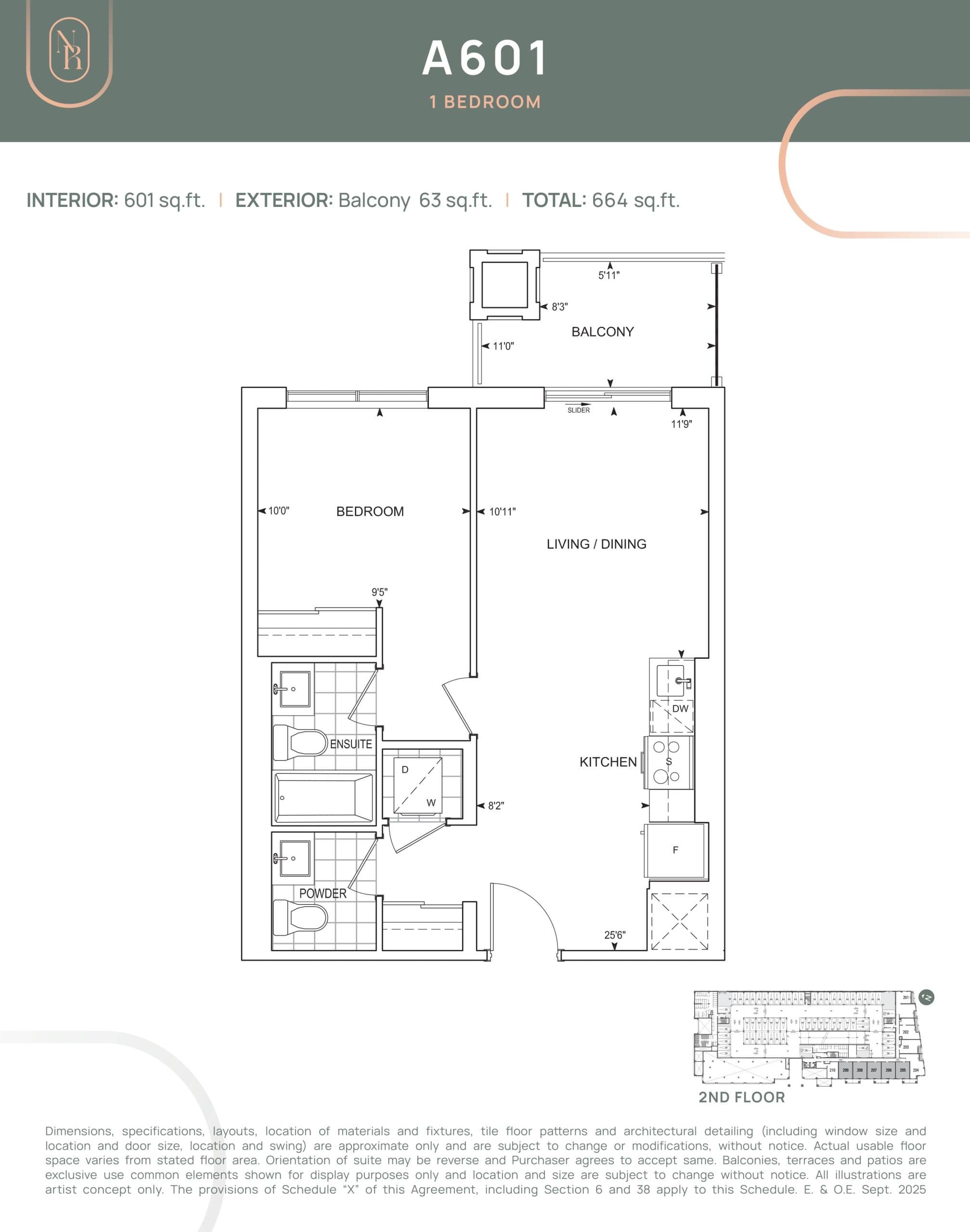 A601 Floor Plan at Noble Residences - 601 sq.ft