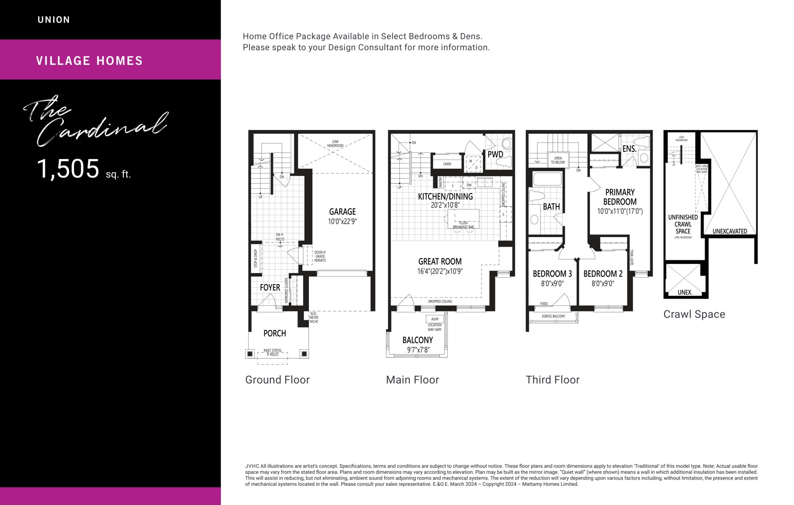 The Cardinal Floor Plan at Union by Mattamy Homes - 1505 sq.ft