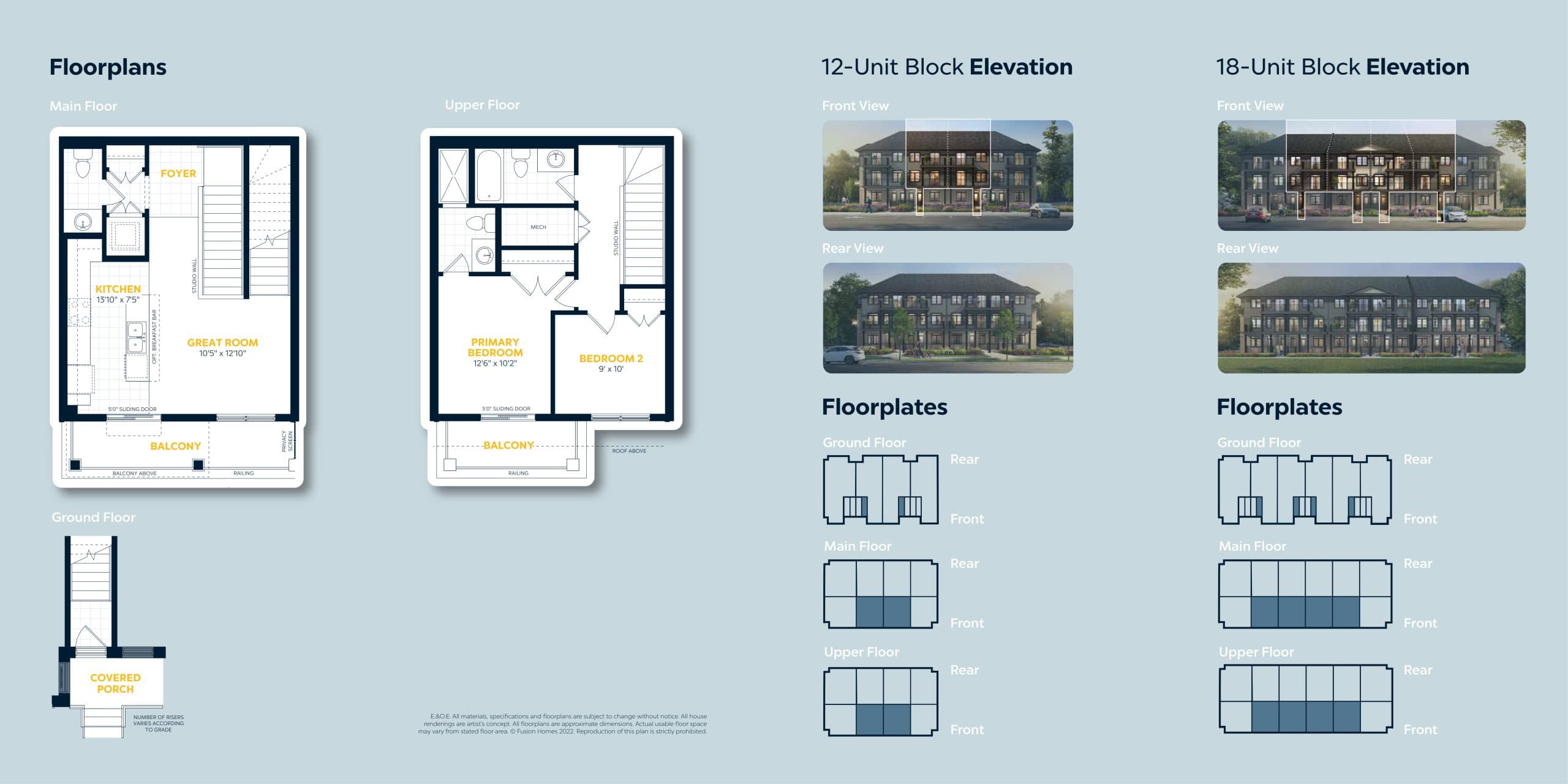 The Jade (Building G ) Floor Plan at Wallaceton by Fusion Homes Phase 3 - 1064 sq.ft
